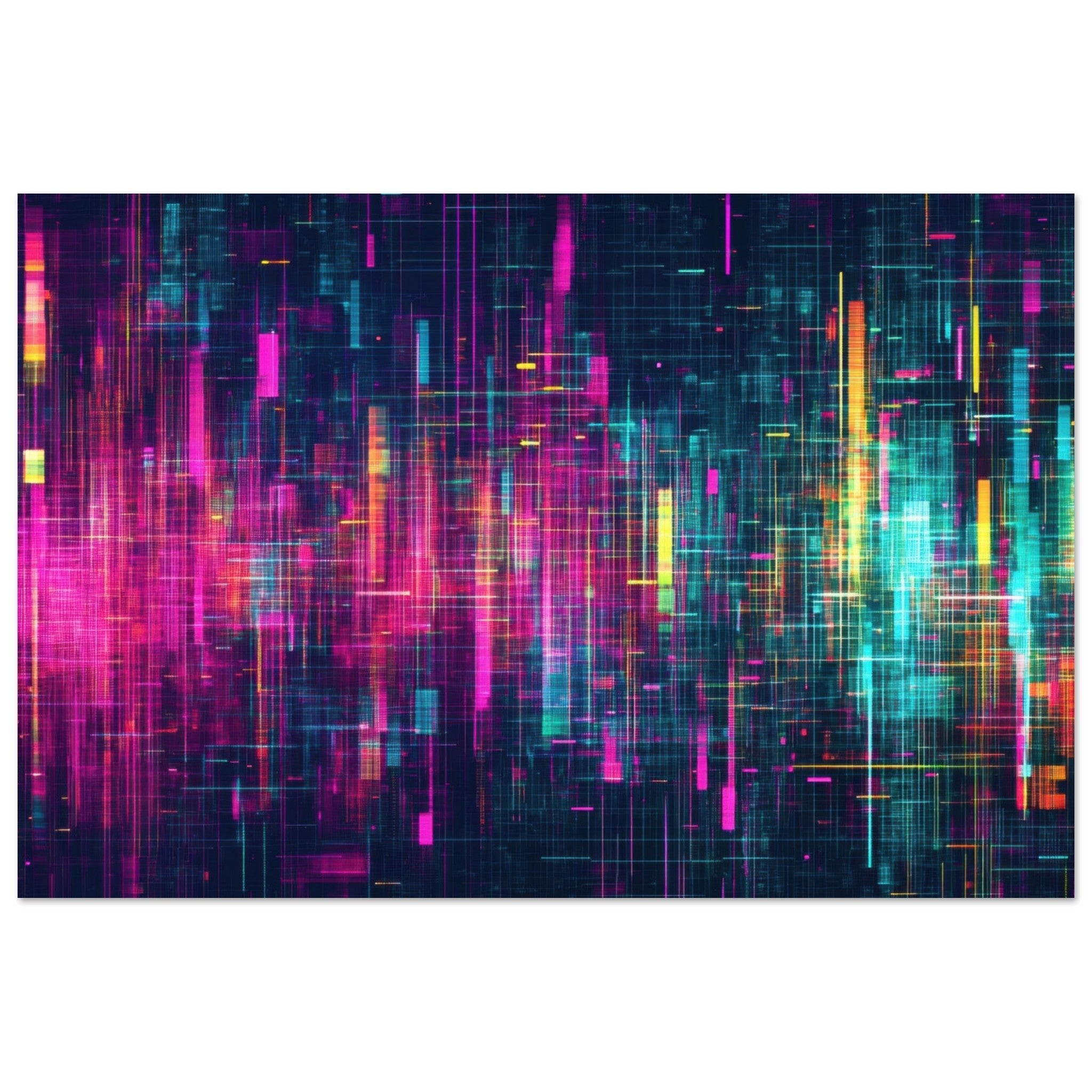 Fine Art Poster Landscape - Digital Pulse A chaotic burst of pitch - inspired - Shop Ai Art WebShop - Digital Art online Store
