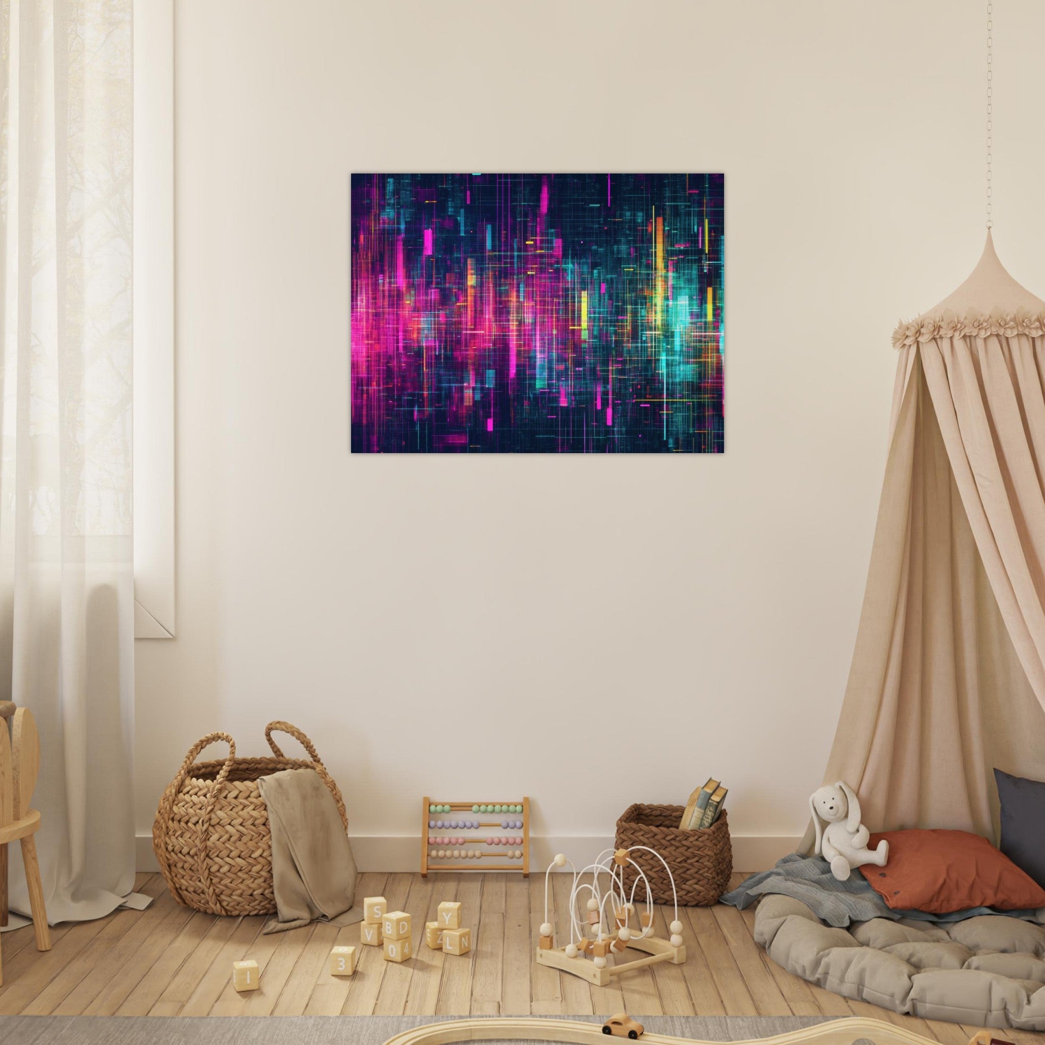 Fine Art Poster Landscape - Digital Pulse A chaotic burst of pitch - inspired - Shop Ai Art WebShop - Digital Art online Store