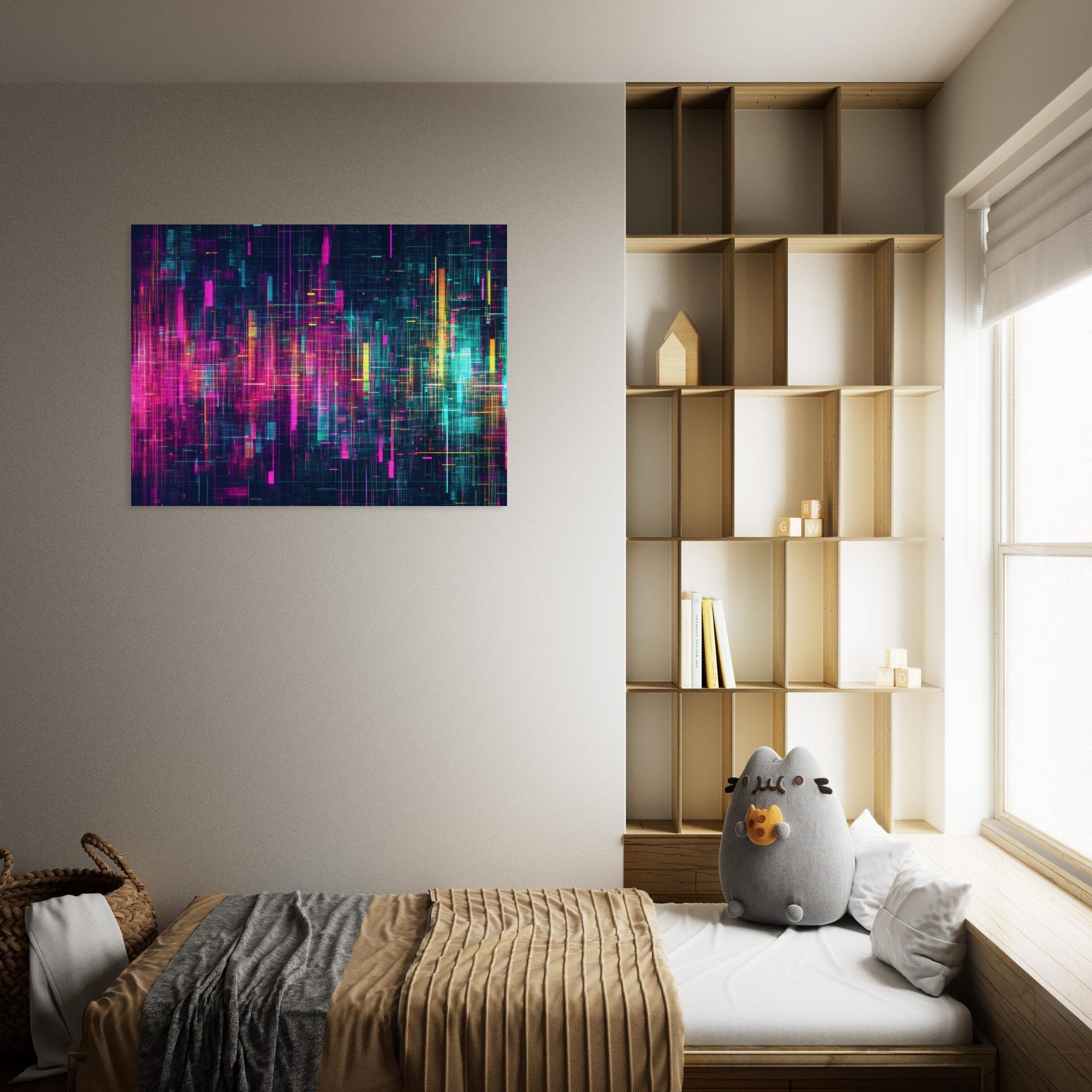 Fine Art Poster Landscape - Digital Pulse A chaotic burst of pitch - inspired - Shop Ai Art WebShop - Digital Art online Store