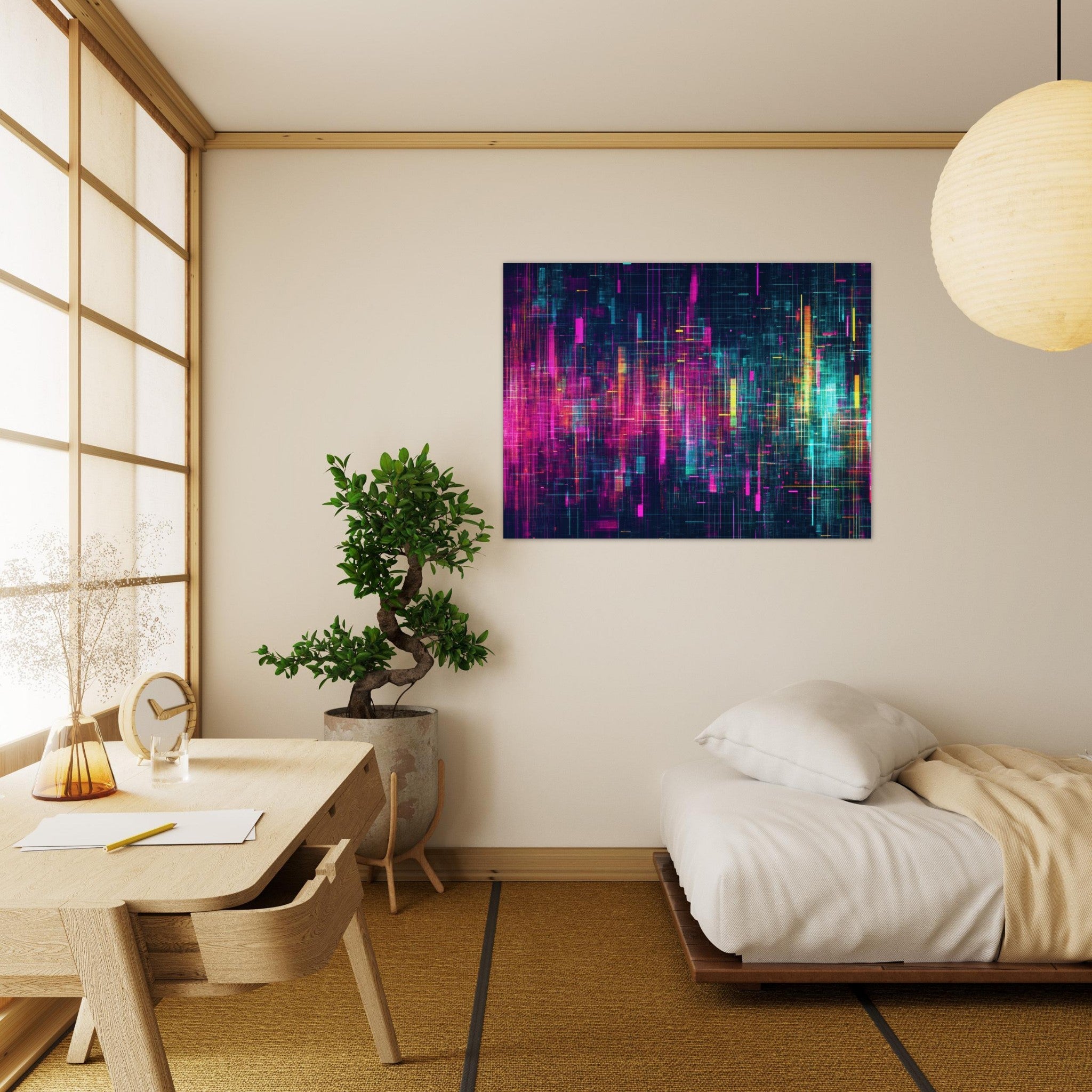 Fine Art Poster Landscape - Digital Pulse A chaotic burst of pitch - inspired - Shop Ai Art WebShop - Digital Art online Store