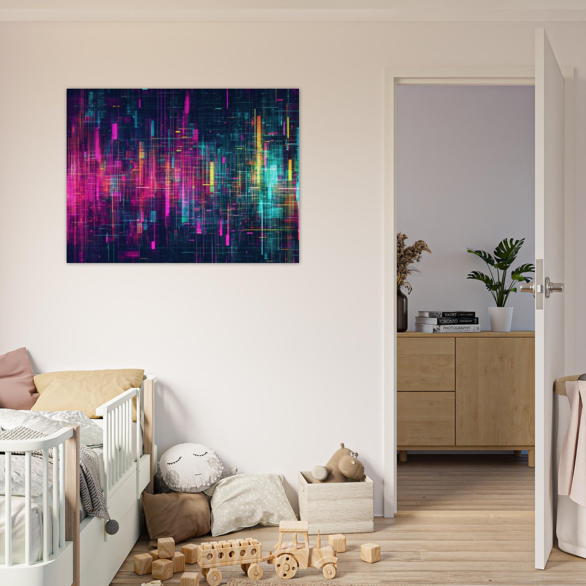 Fine Art Poster Landscape - Digital Pulse A chaotic burst of pitch - inspired - Shop Ai Art WebShop - Digital Art online Store