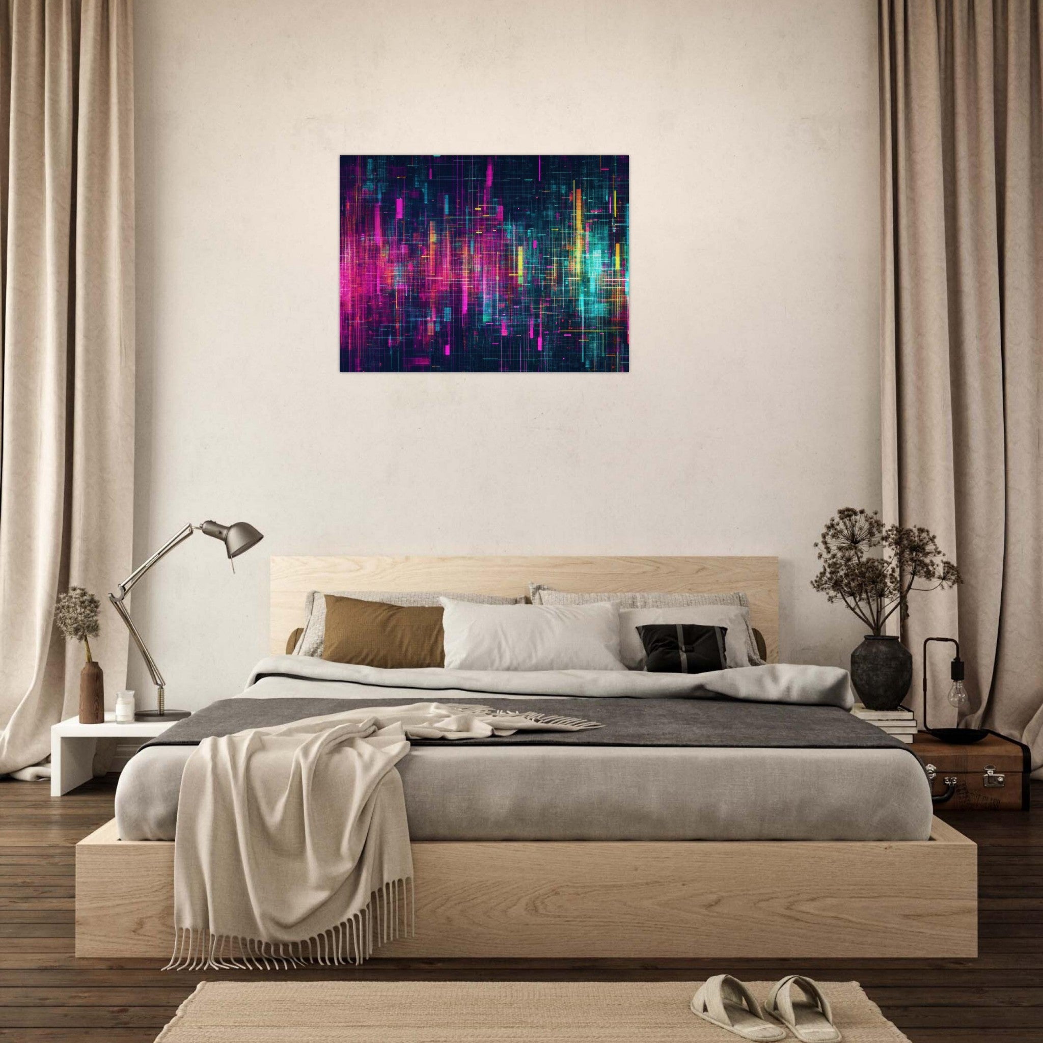 Fine Art Poster Landscape - Digital Pulse A chaotic burst of pitch - inspired - Shop Ai Art WebShop - Digital Art online Store