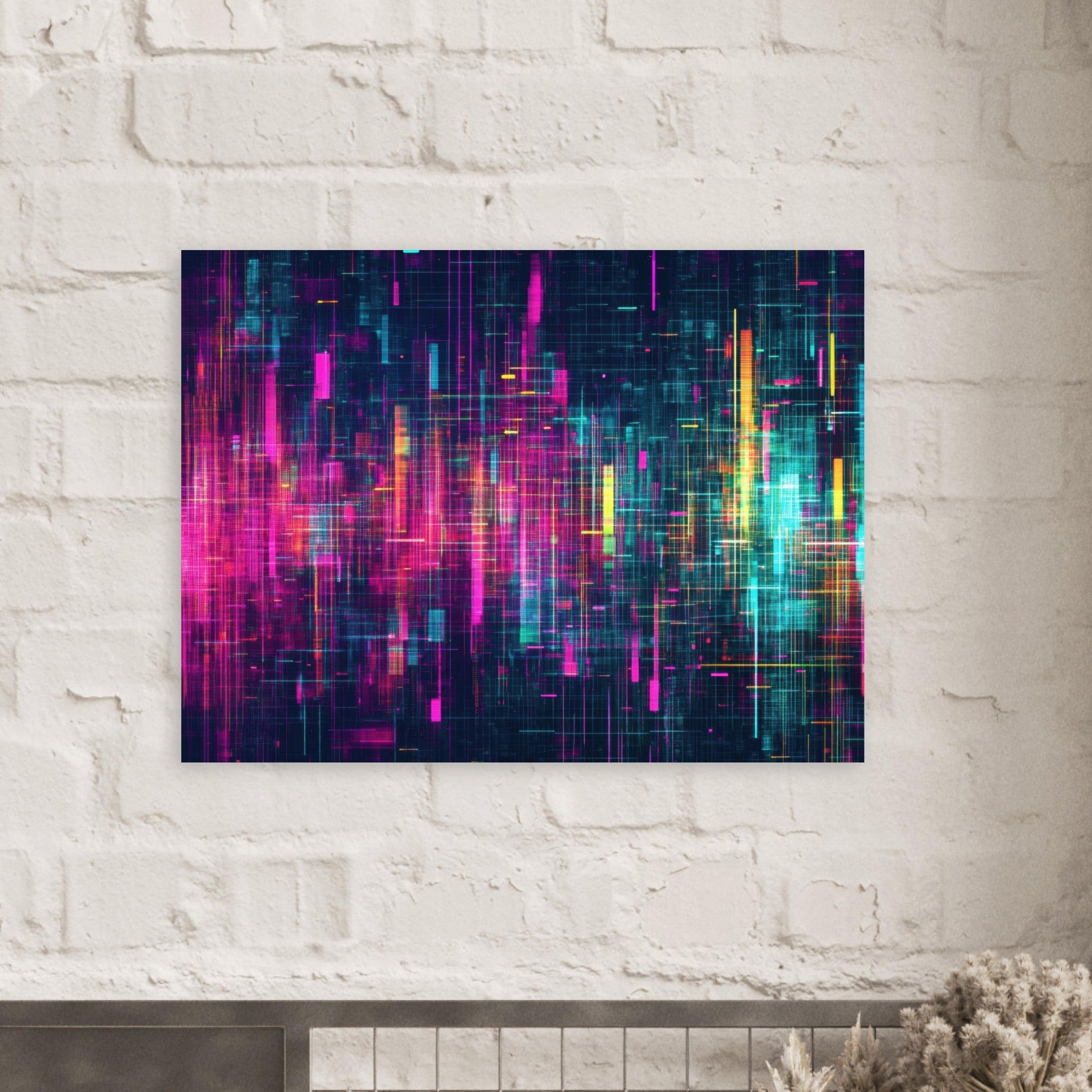 Fine Art Poster Landscape - Digital Pulse A chaotic burst of pitch - inspired - Shop Ai Art WebShop - Digital Art online Store