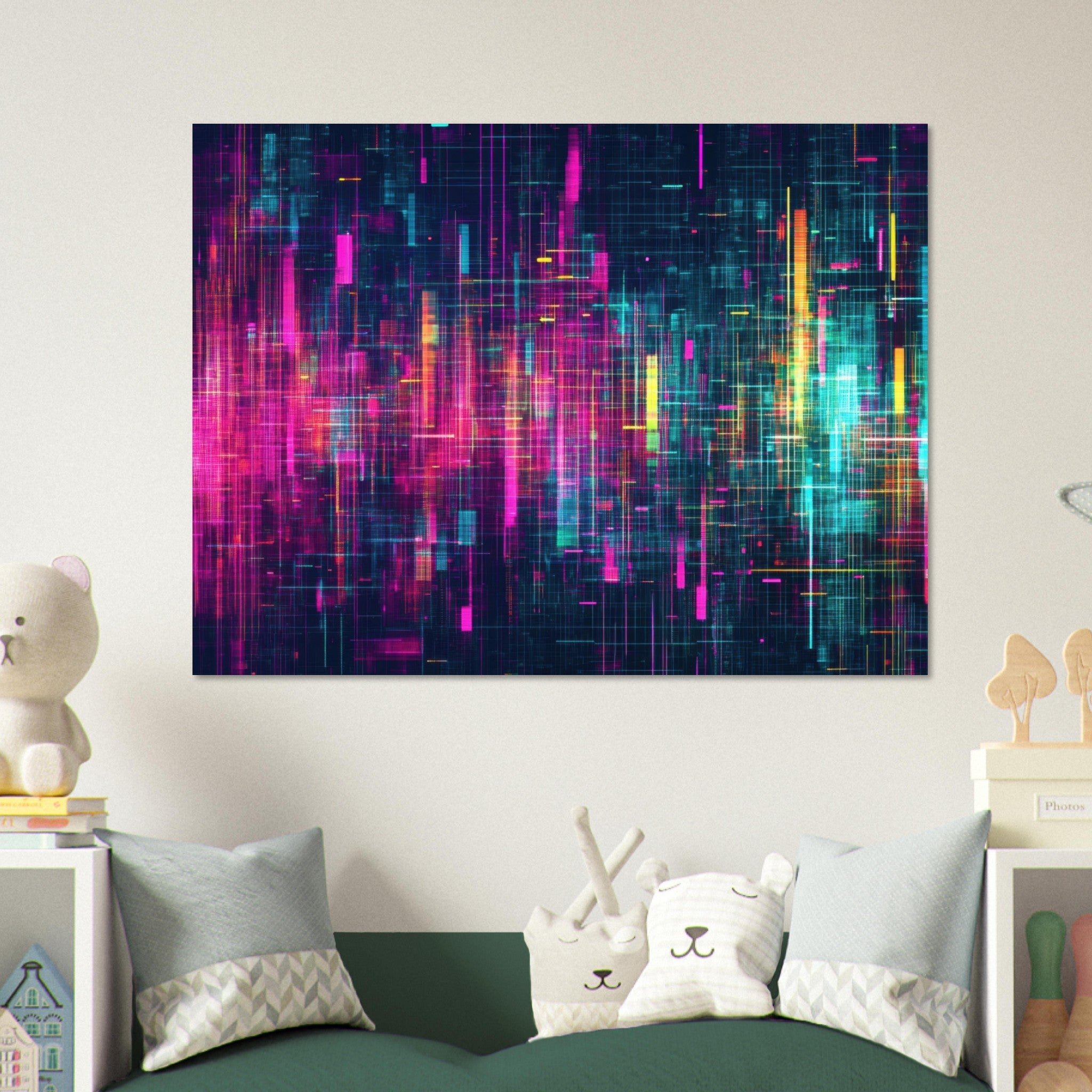 Fine Art Poster Landscape - Digital Pulse A chaotic burst of pitch - inspired - Shop Ai Art WebShop - Digital Art online Store