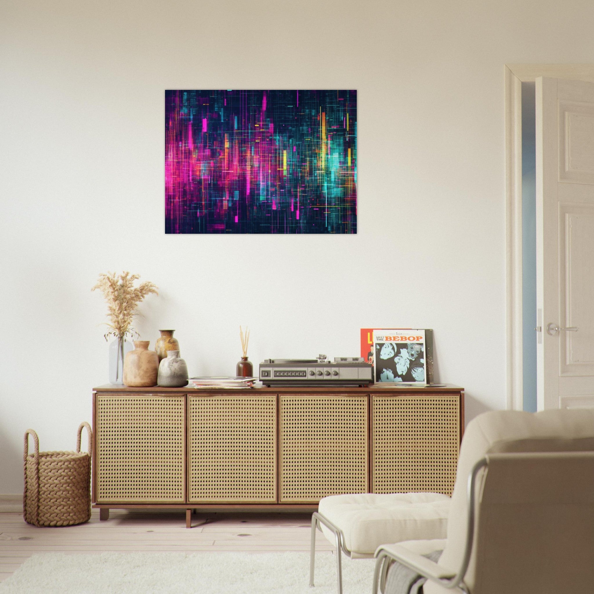 Fine Art Poster Landscape - Digital Pulse A chaotic burst of pitch - inspired - Shop Ai Art WebShop - Digital Art online Store