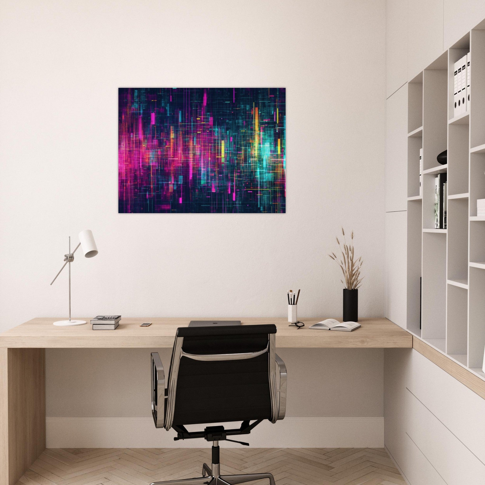 Fine Art Poster Landscape - Digital Pulse A chaotic burst of pitch - inspired - Shop Ai Art WebShop - Digital Art online Store
