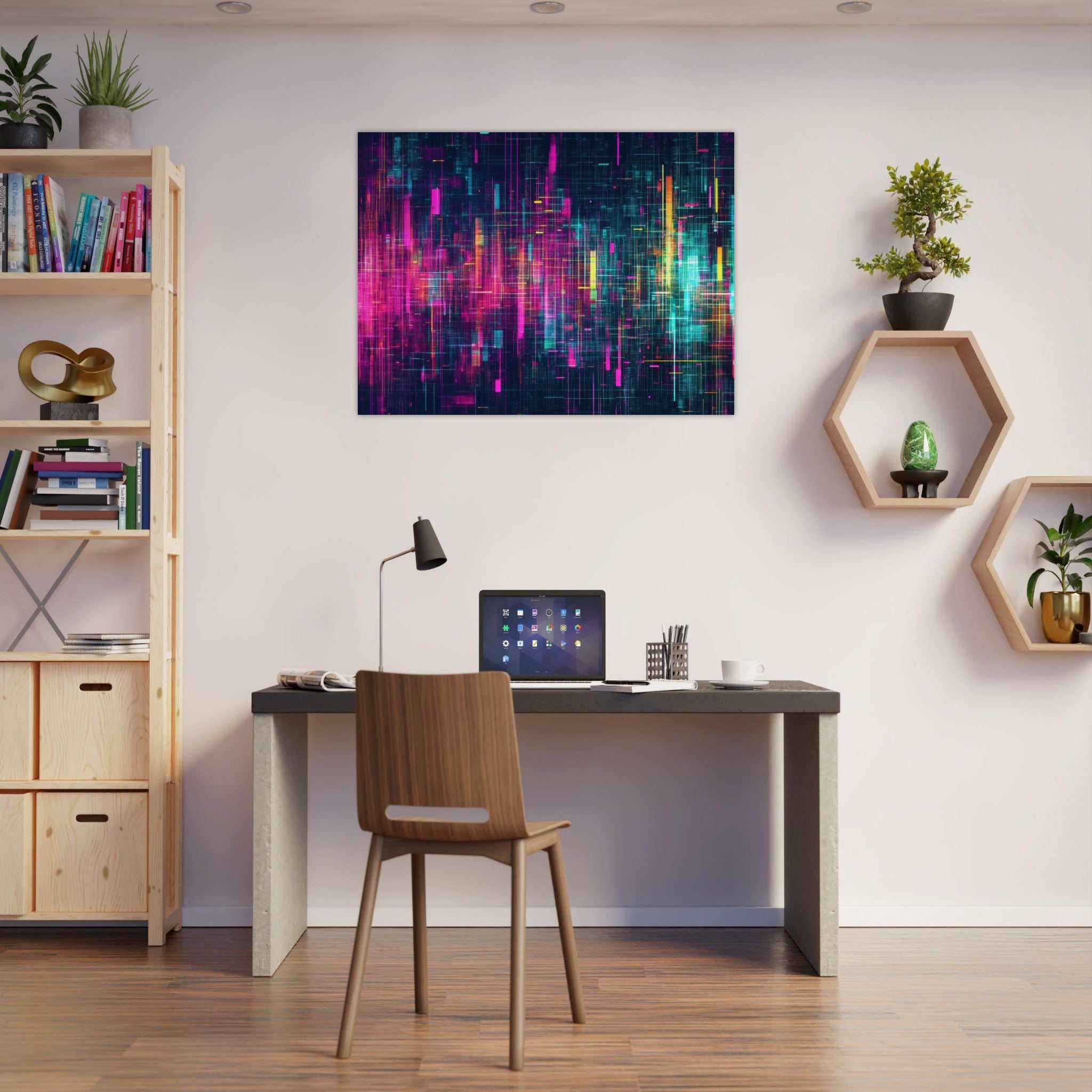 Fine Art Poster Landscape - Digital Pulse A chaotic burst of pitch - inspired - Shop Ai Art WebShop - Digital Art online Store