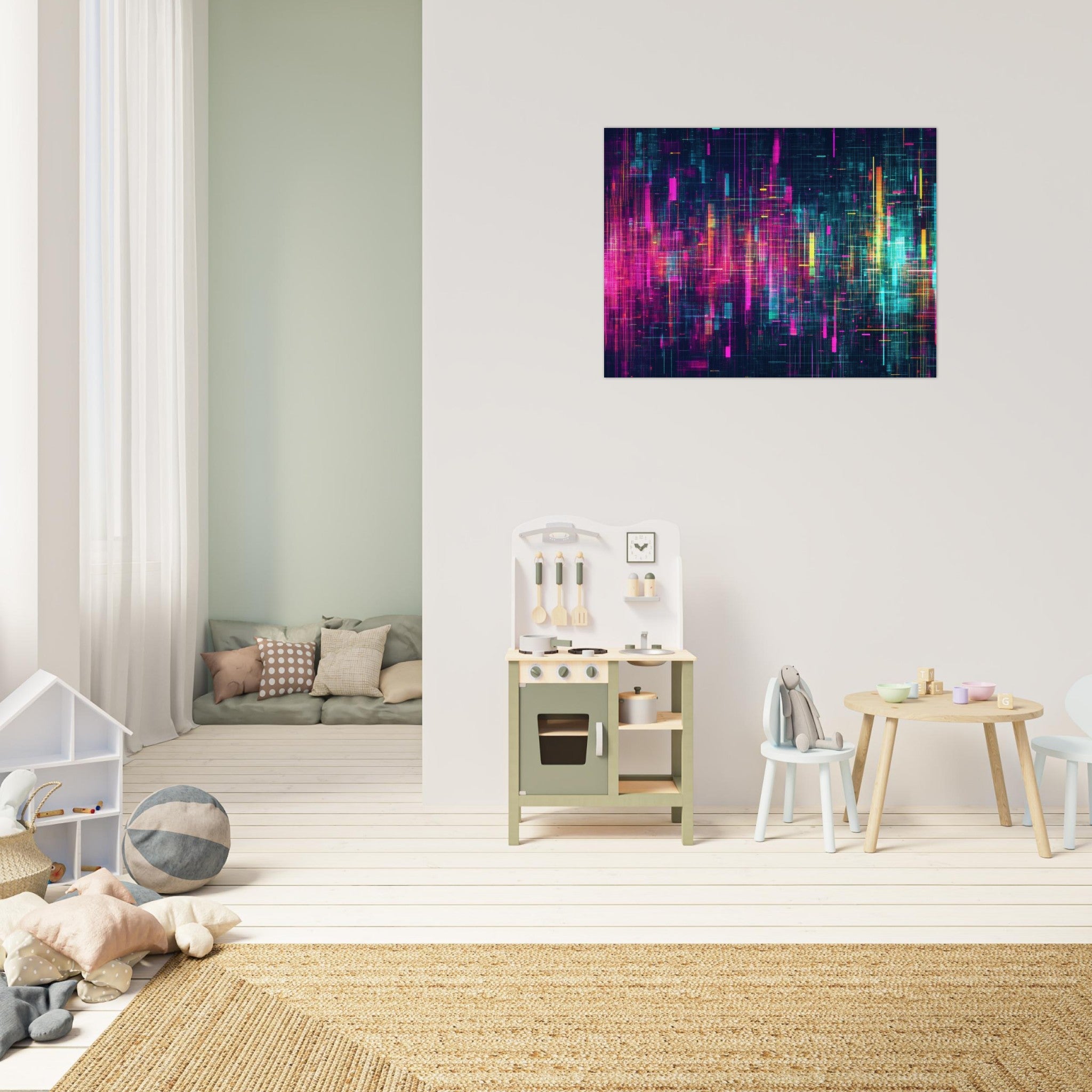 Fine Art Poster Landscape - Digital Pulse A chaotic burst of pitch - inspired - Shop Ai Art WebShop - Digital Art online Store