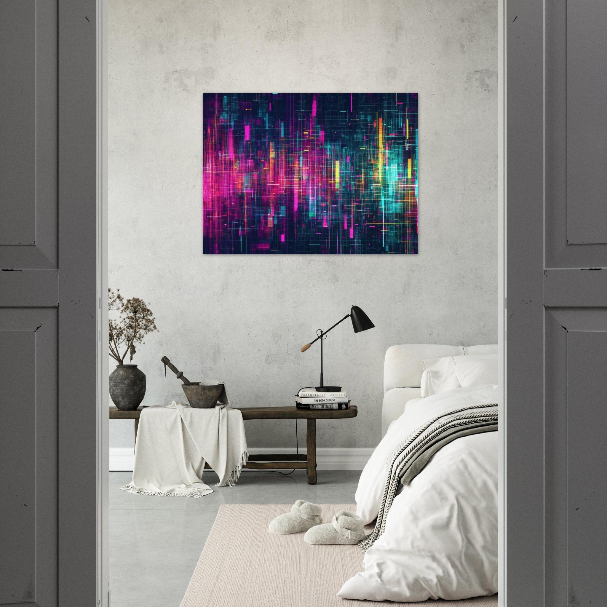 Fine Art Poster Landscape - Digital Pulse A chaotic burst of pitch - inspired - Shop Ai Art WebShop - Digital Art online Store