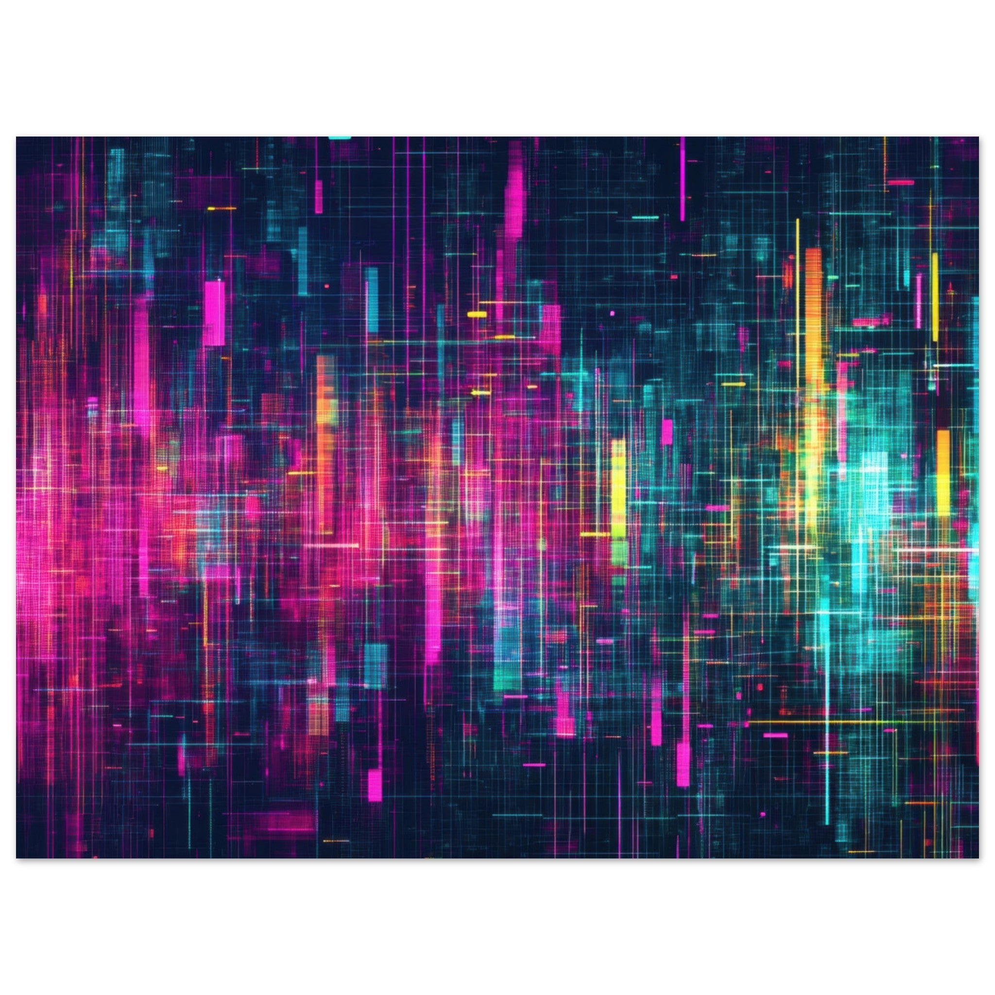 Fine Art Poster Landscape - Digital Pulse A chaotic burst of pitch - inspired - Shop Ai Art WebShop - Digital Art online Store