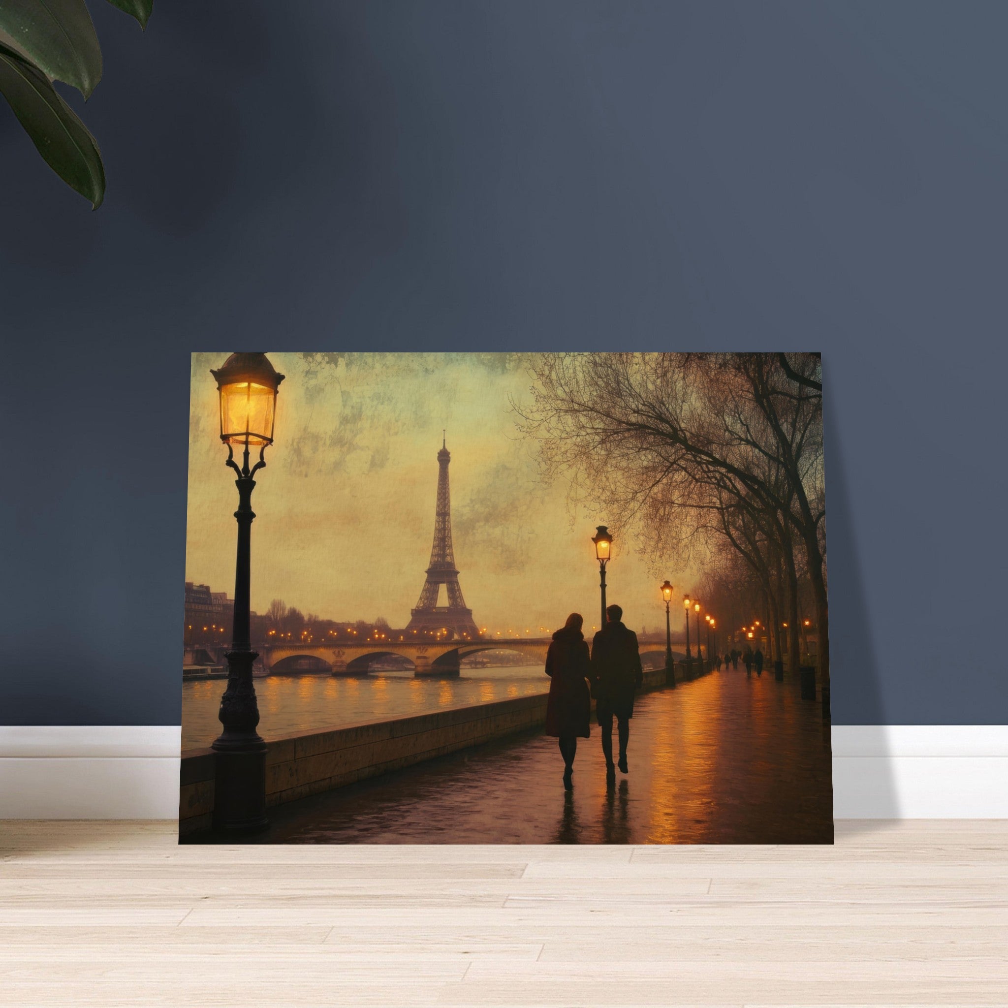 Fine Art Poster Landscape - Evening Stroll Along the Seine A romantic river 2 - Shop Ai Art WebShop - Digital Art online Store