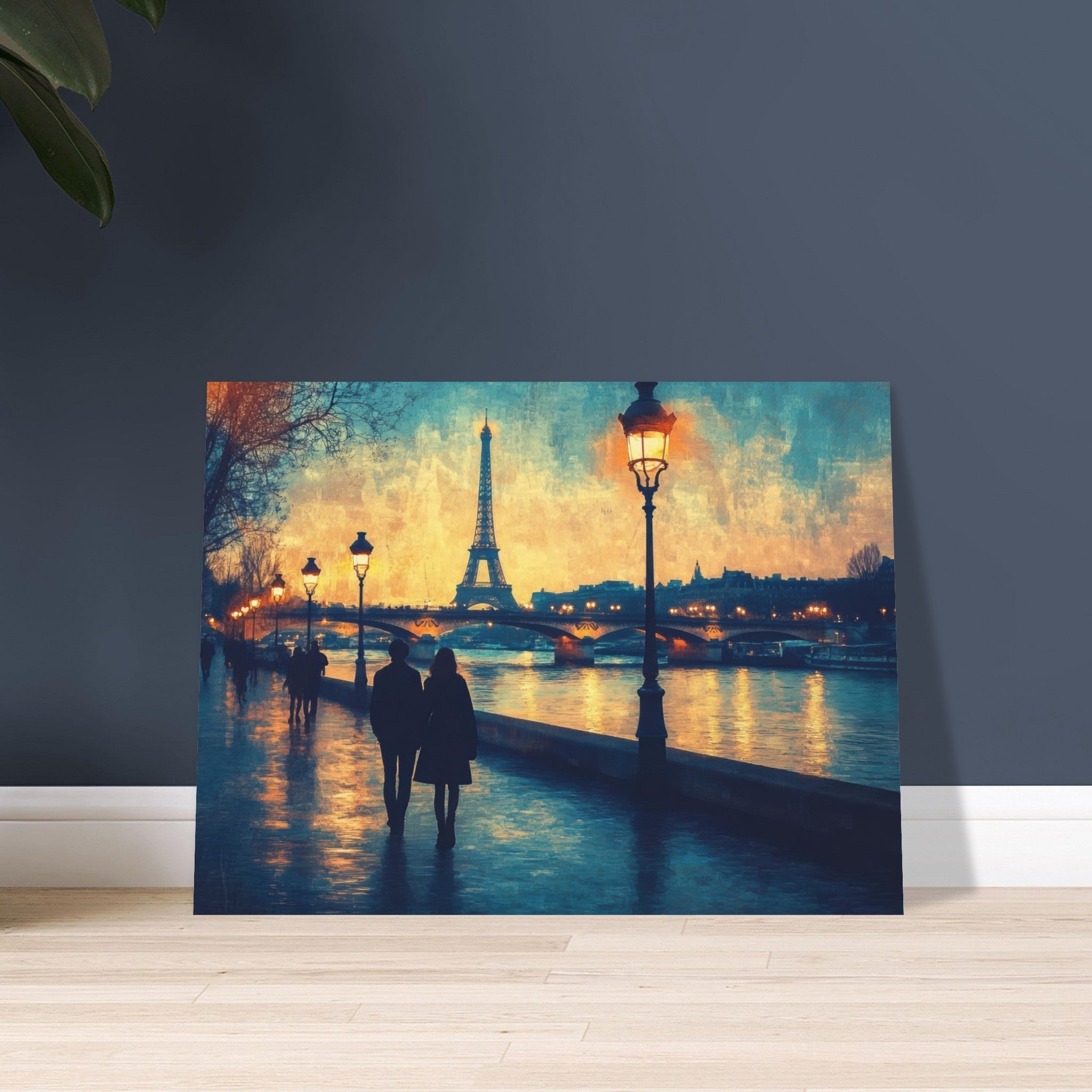 Fine Art Poster Landscape - Evening Stroll Along the Seine A romantic river 3 - Shop Ai Art WebShop - Digital Art online Store