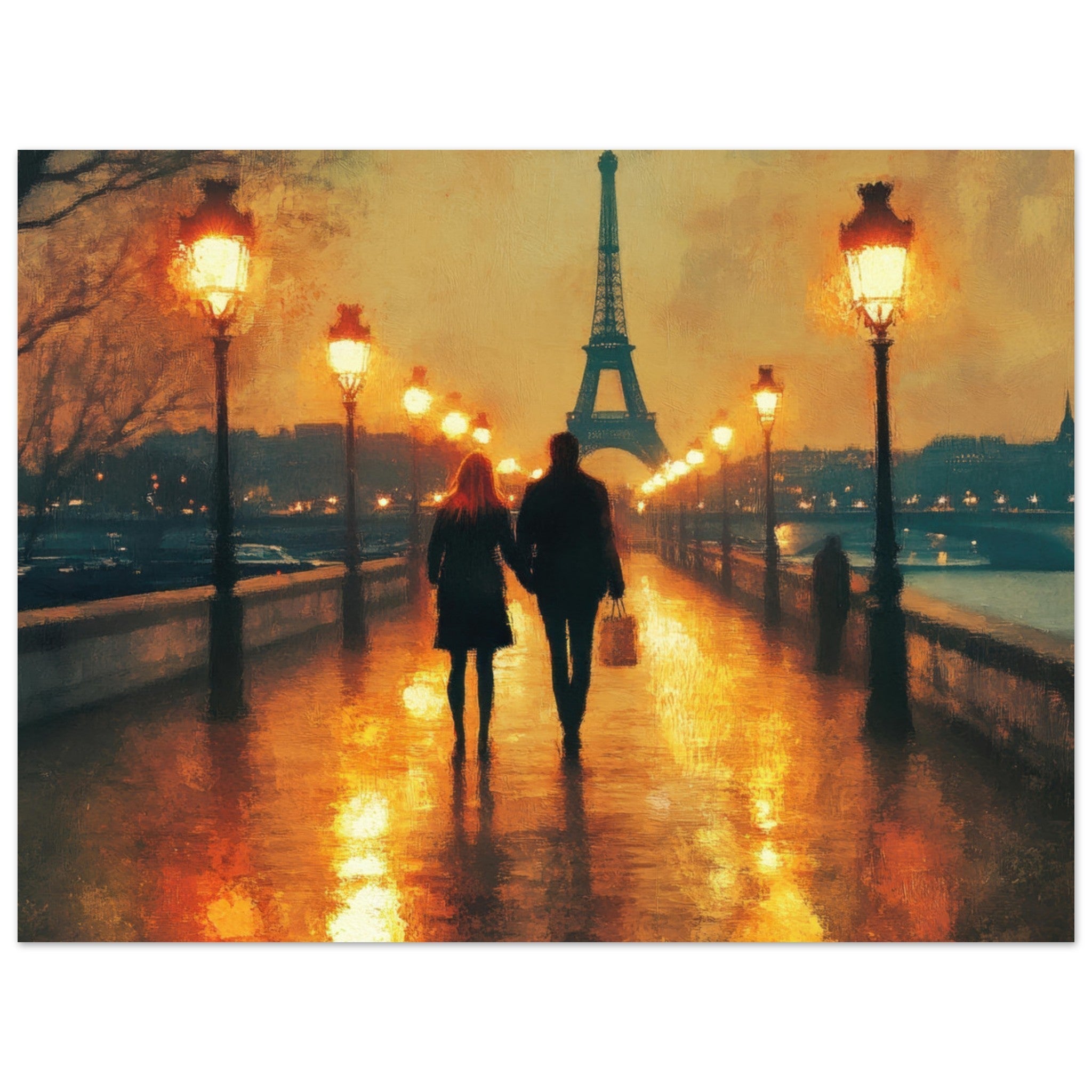 Fine Art Poster Landscape - Evening Stroll Along the Seine A romantic river 4 - Shop Ai Art WebShop - Digital Art online Store