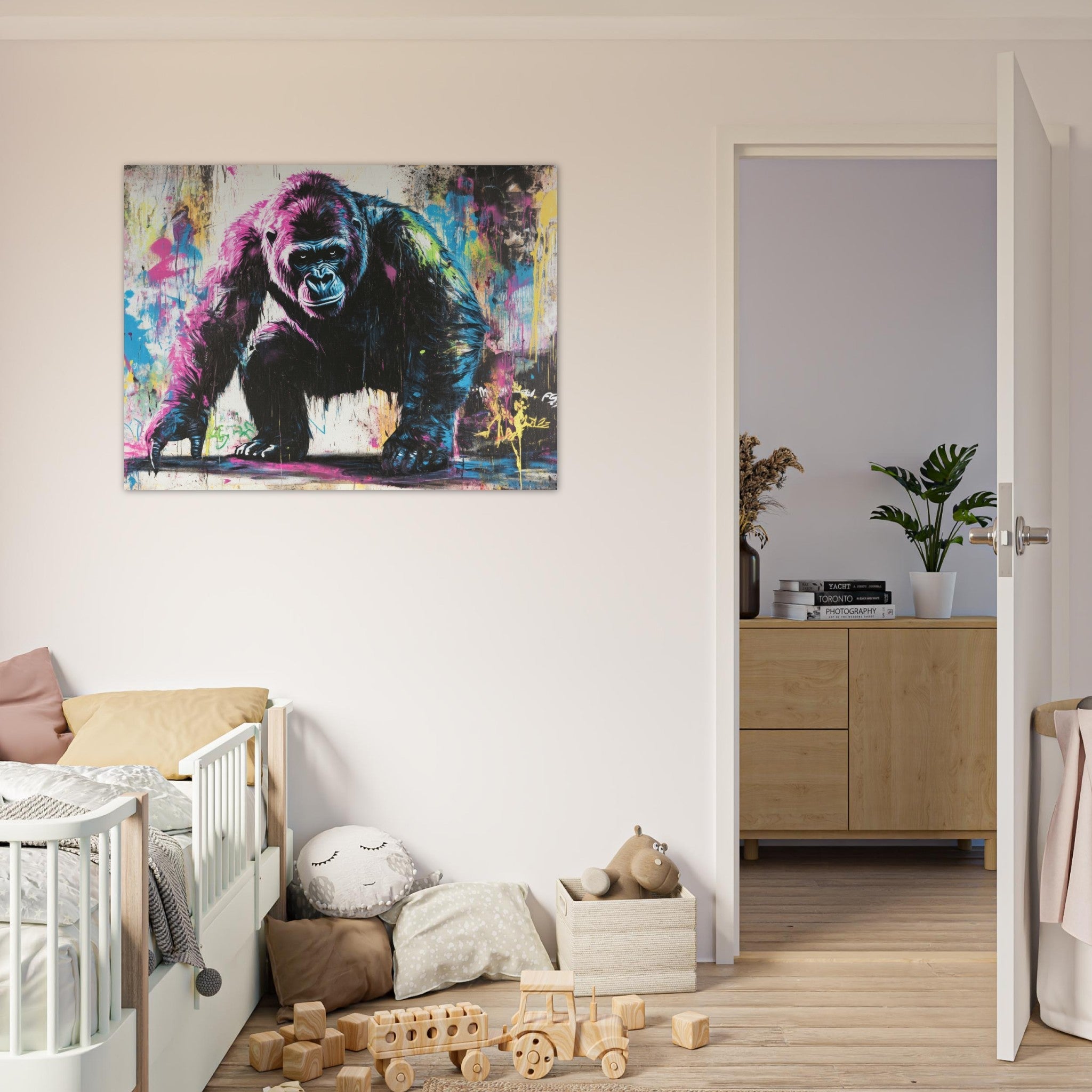 Fine Art Poster Landscape - Graffiti - Style Street Art Gorilla A powerful 3 - Shop Ai Art WebShop - Digital Art online Store