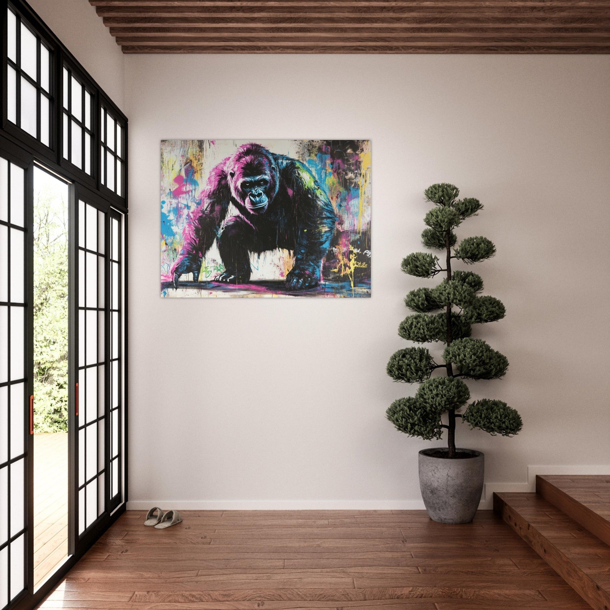 Fine Art Poster Landscape - Graffiti - Style Street Art Gorilla A powerful 3 - Shop Ai Art WebShop - Digital Art online Store