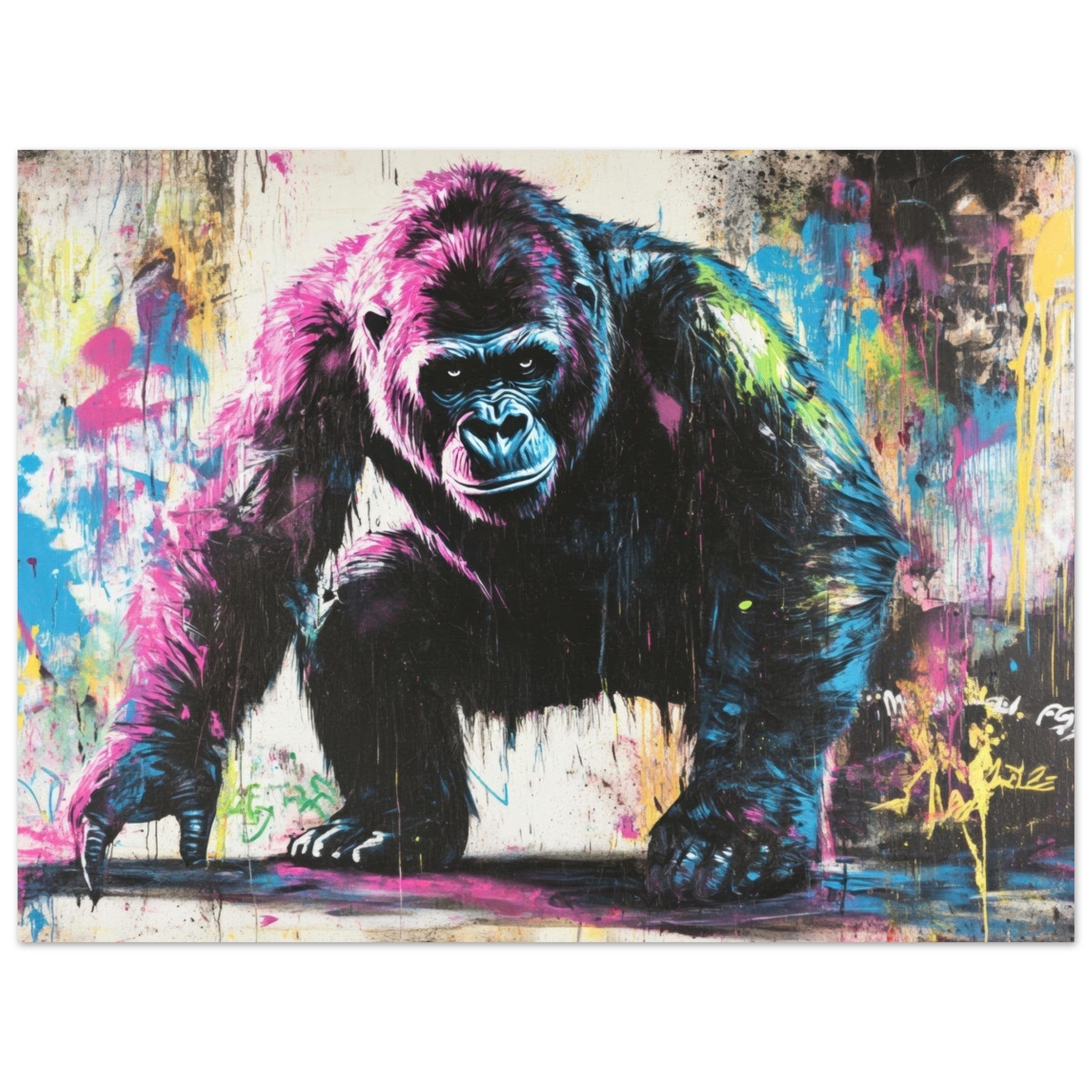 Fine Art Poster Landscape - Graffiti - Style Street Art Gorilla A powerful 3 - Shop Ai Art WebShop - Digital Art online Store