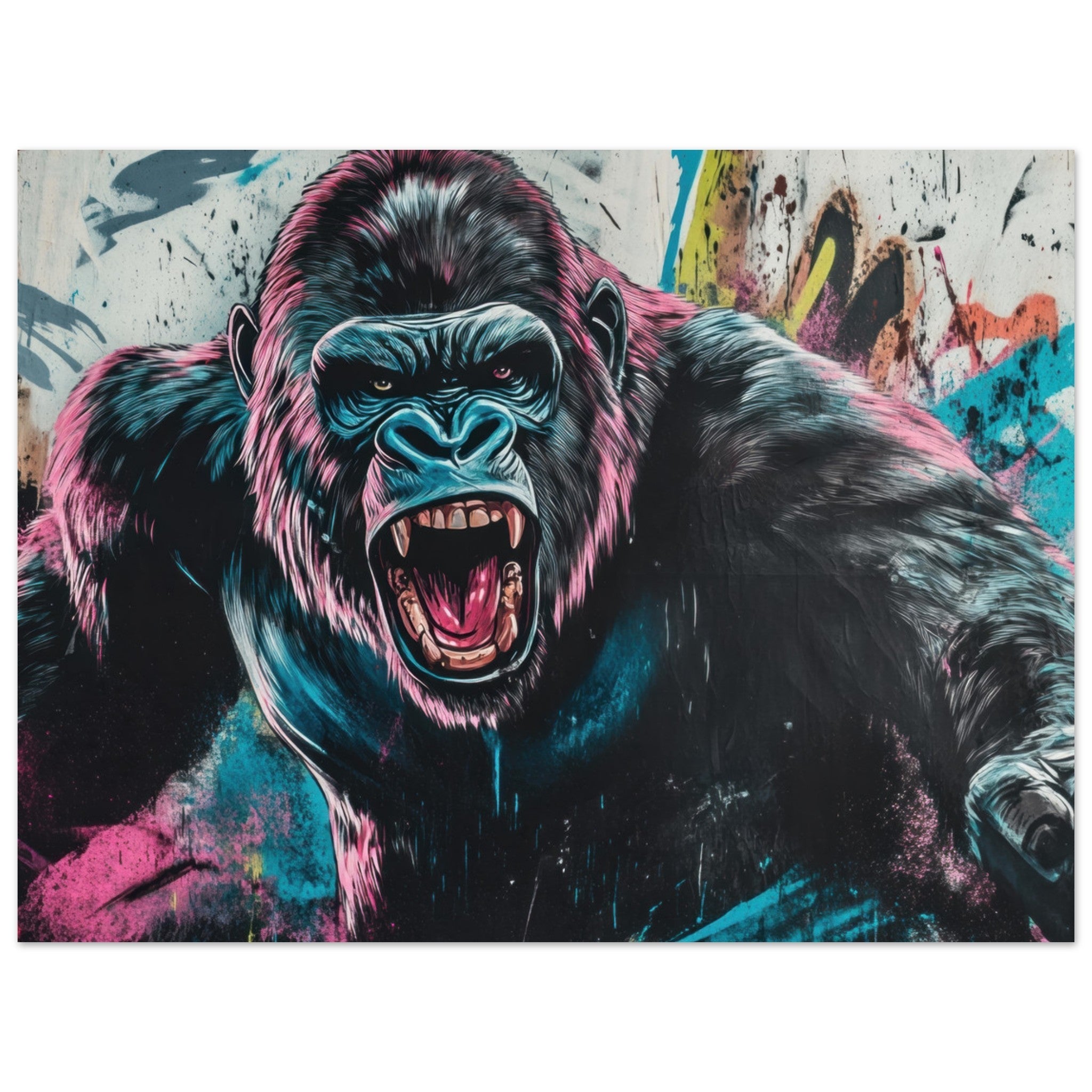 Fine Art Poster Landscape - Graffiti - Style Street Art Gorilla A powerful 7 - Shop Ai Art WebShop - Digital Art online Store