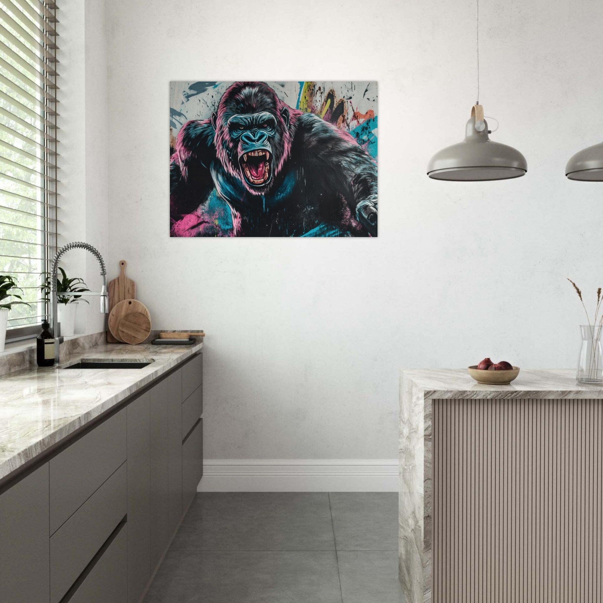 Fine Art Poster Landscape - Graffiti - Style Street Art Gorilla A powerful 7 - Shop Ai Art WebShop - Digital Art online Store