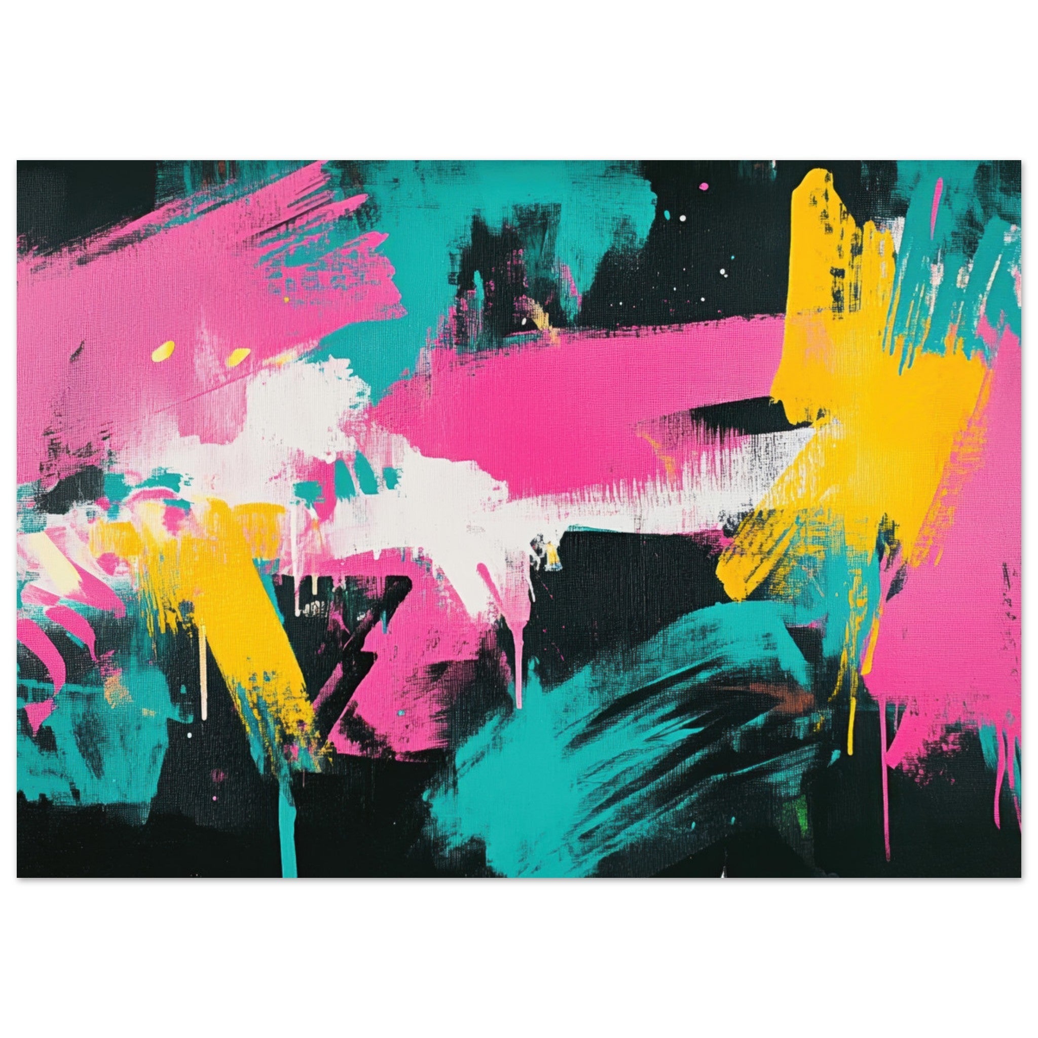 Fine Art Poster Landscape - Neon Reverie An explosion of neon lights in pink - Shop Ai Art WebShop - Digital Art online Store