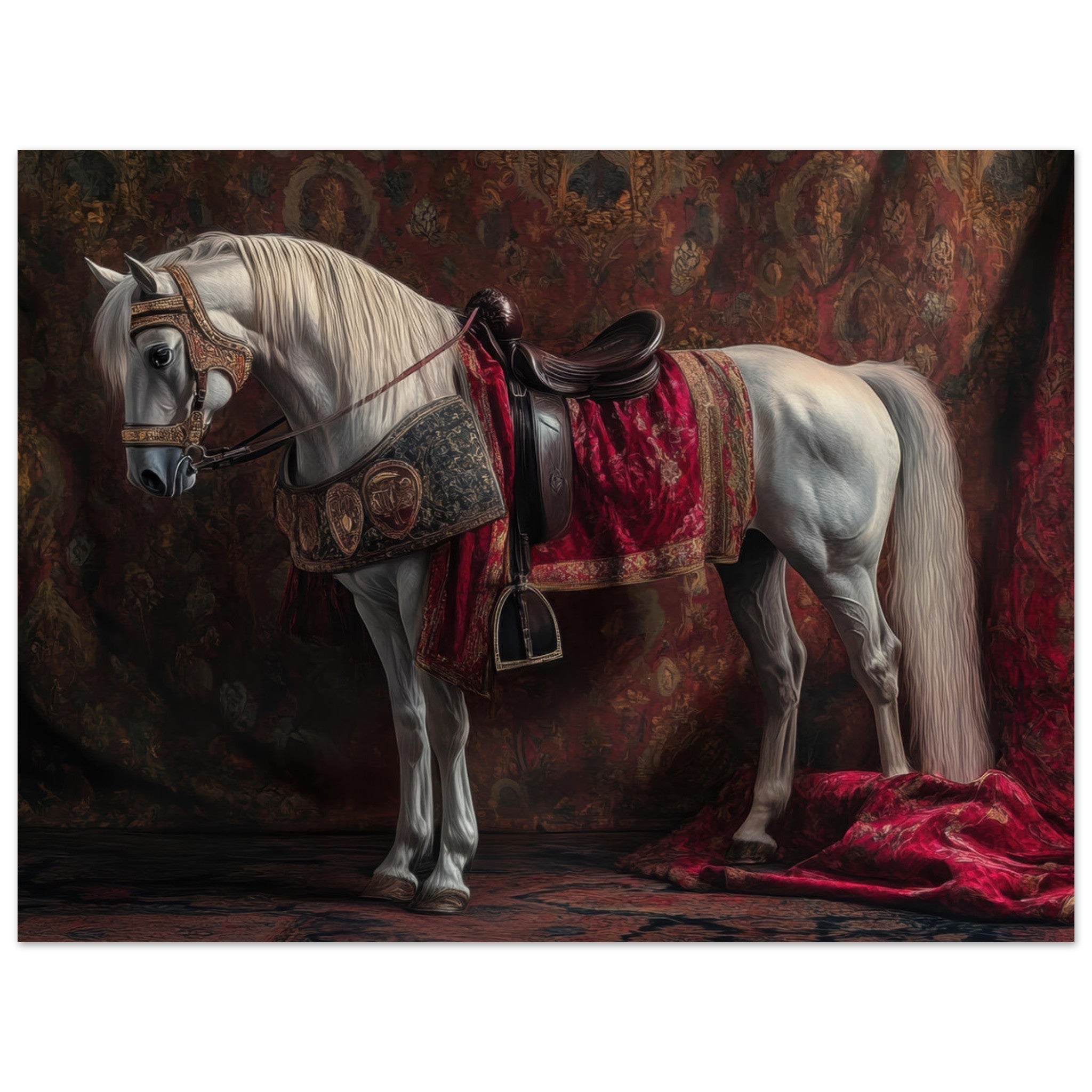 Fine Art Poster Landscape - Renaissance Portrait of a Noble Horse A dignified 4 - Shop Ai Art WebShop - Digital Art online Store