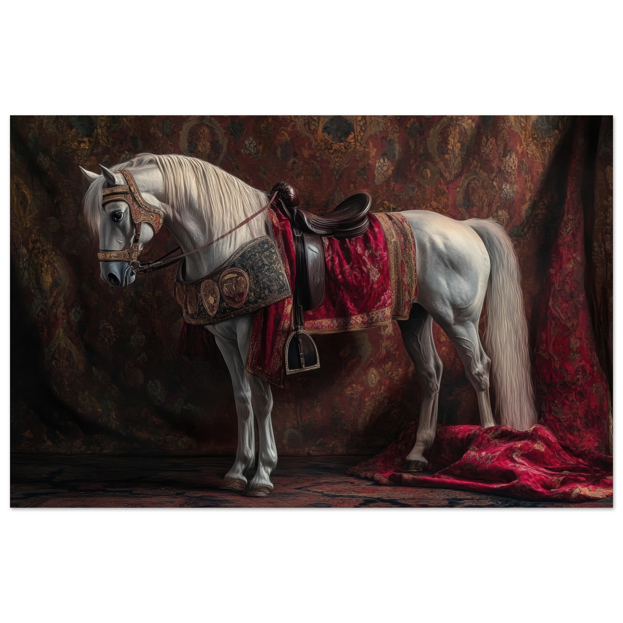 Fine Art Poster Landscape - Renaissance Portrait of a Noble Horse A dignified 4 - Shop Ai Art WebShop - Digital Art online Store