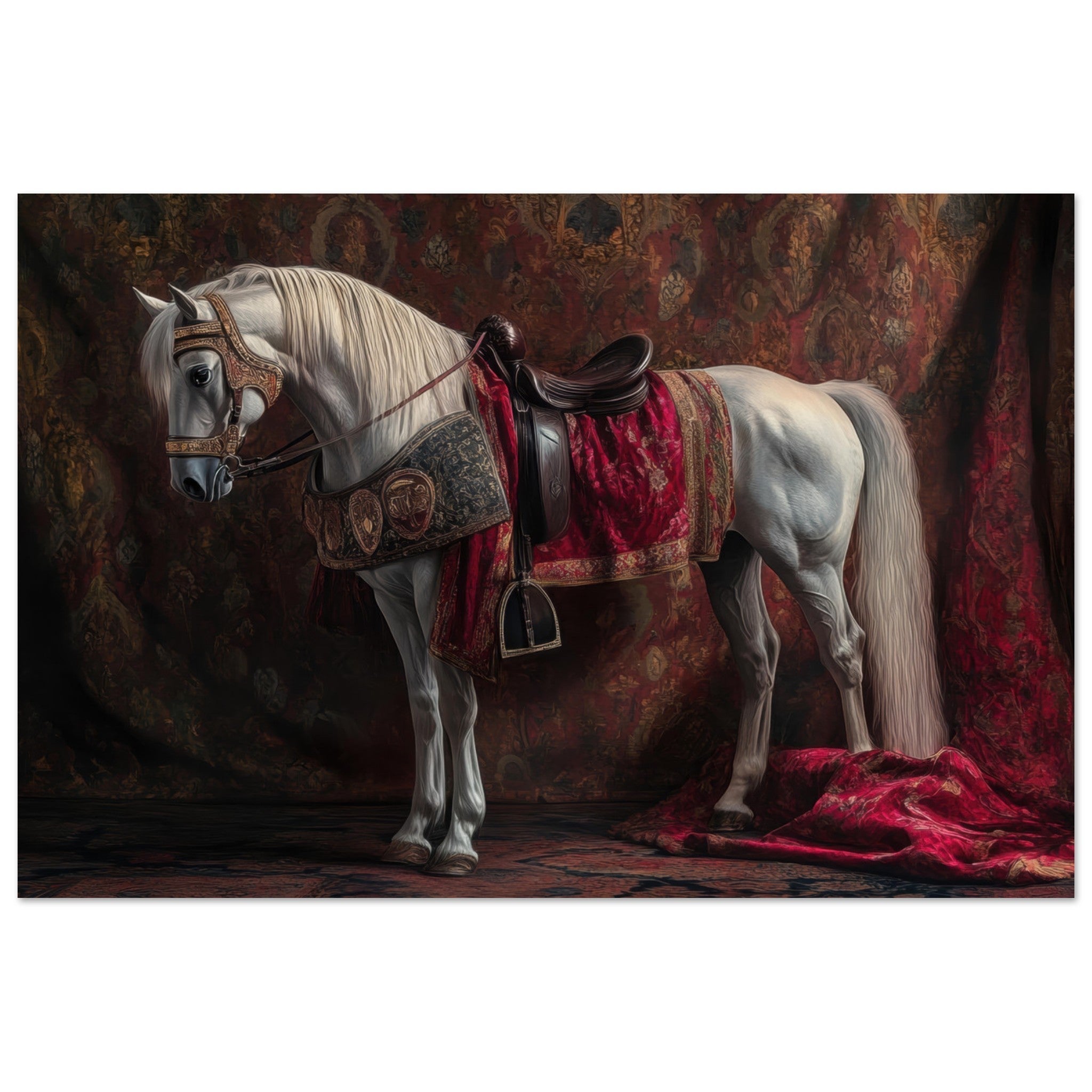Fine Art Poster Landscape - Renaissance Portrait of a Noble Horse A dignified 4 - Shop Ai Art WebShop - Digital Art online Store