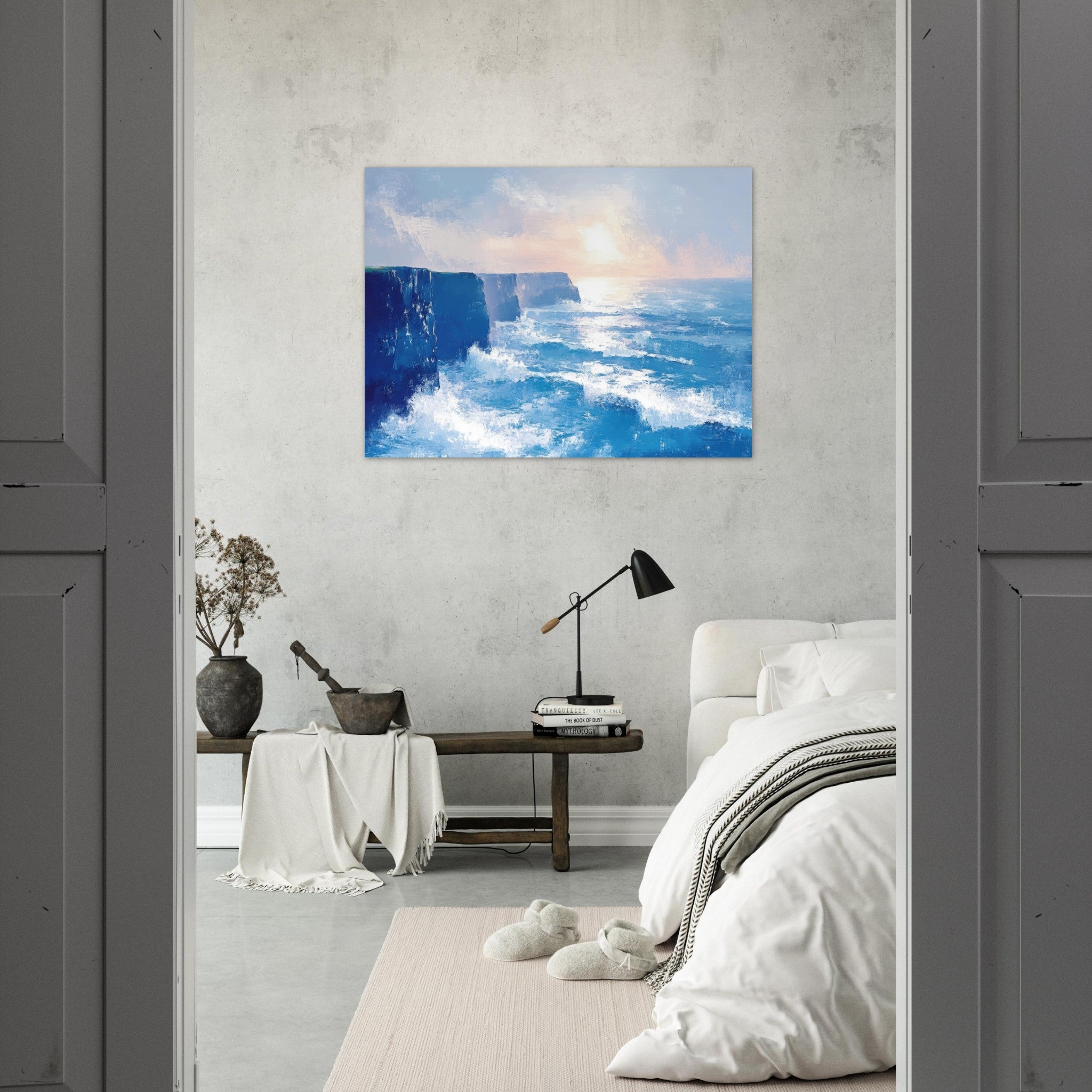 Fine Art Poster Landscape - Seaside Cliff at Sunrise A breathtaking Empress 2 - Shop Ai Art WebShop - Digital Art online Store