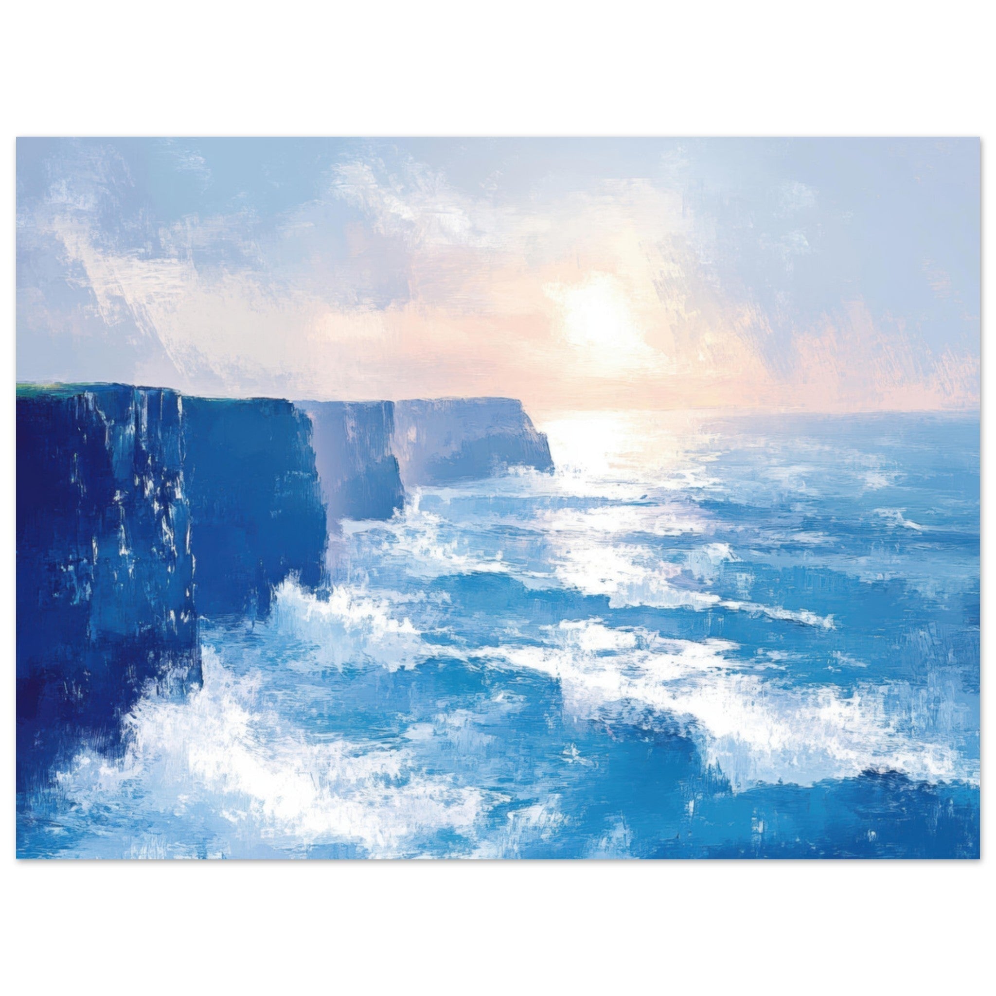 Fine Art Poster Landscape - Seaside Cliff at Sunrise A breathtaking Empress 2 - Shop Ai Art WebShop - Digital Art online Store