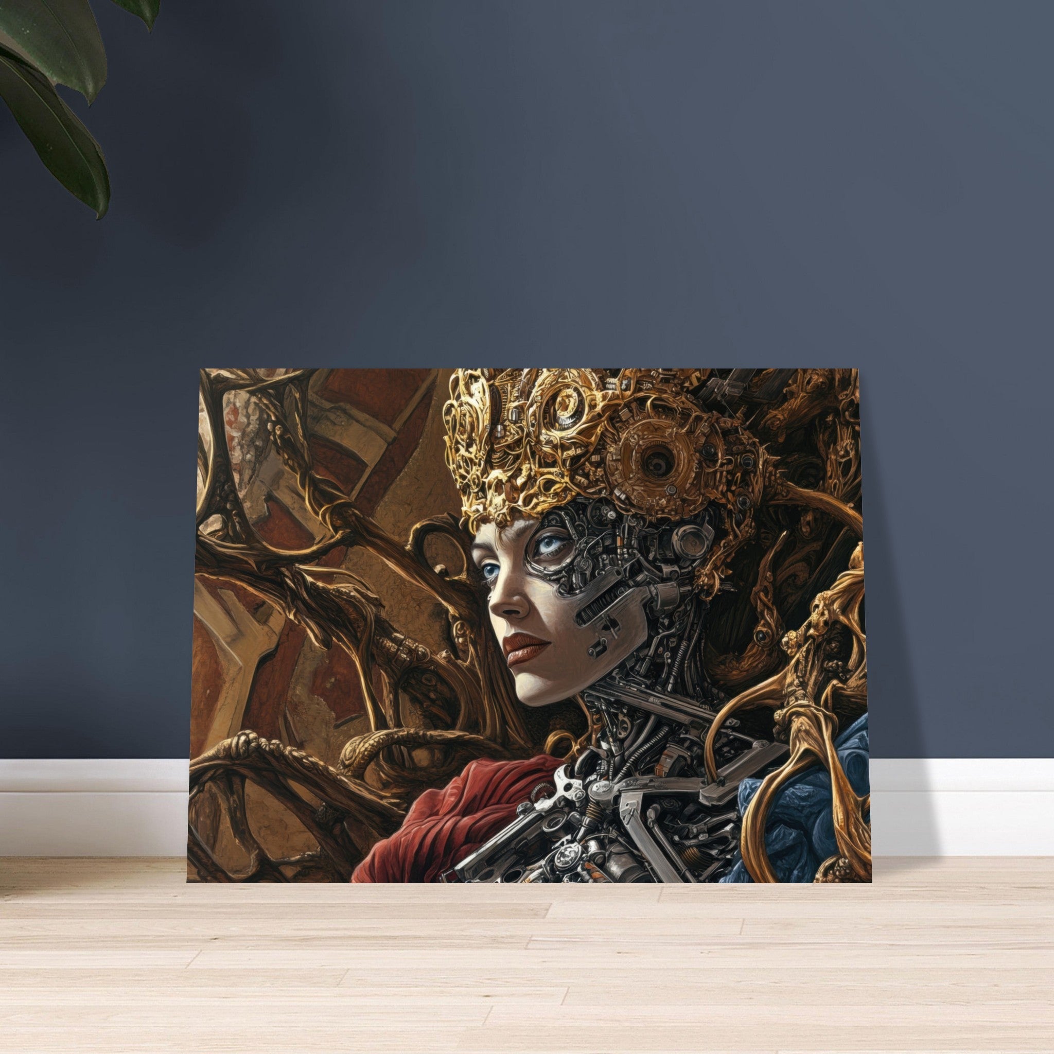 Fine Art Poster Landscape - Surrealist Hybrid Queen on a Biomechanical Thrown 3 - Ai Art Force