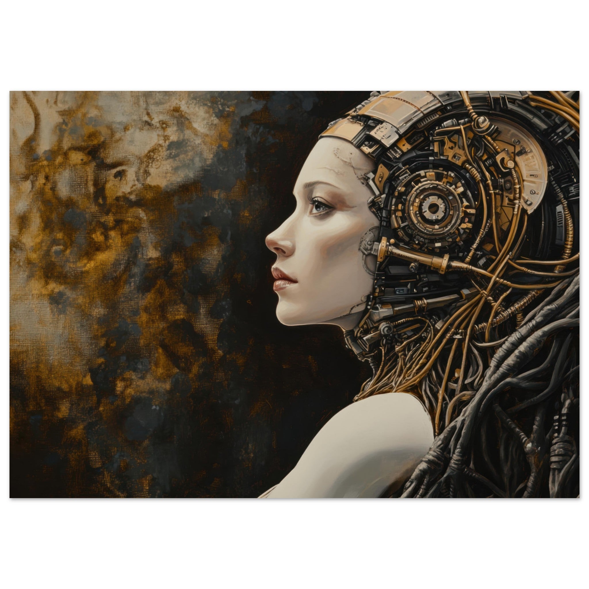 Fine Art Poster Landscape - Surrealist Hybrid Queen on a Biomechanical Thrown - Shop Ai Art WebShop - Digital Art online Store