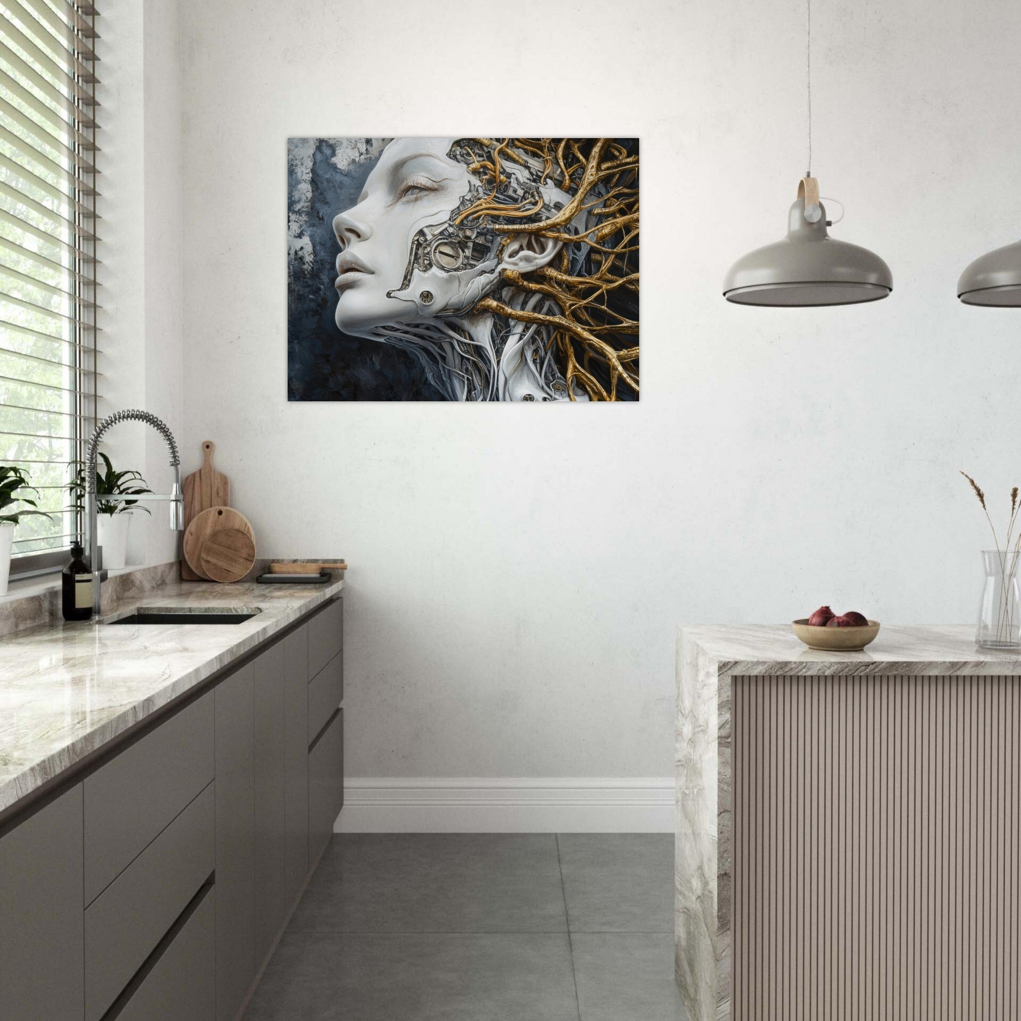 Fine Art Poster Landscape - Surrealist Hybrid Queen on a Biomechanical Thrown 8 - Shop Ai Art WebShop - Digital Art online Store