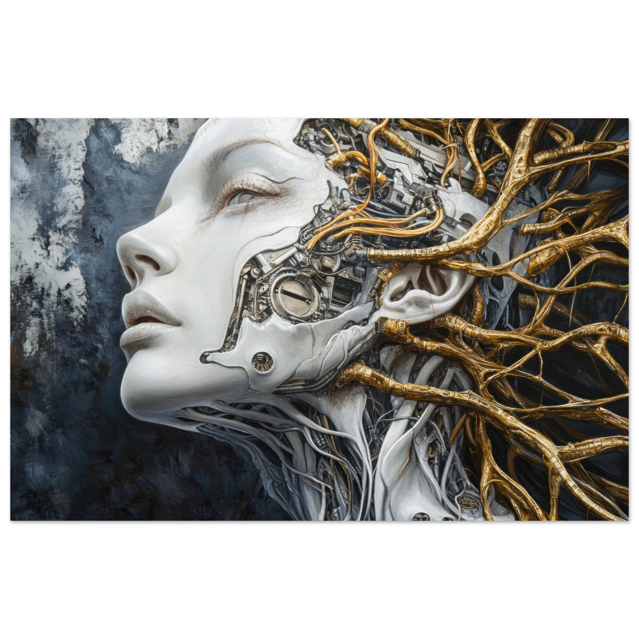 Fine Art Poster Landscape - Surrealist Hybrid Queen on a Biomechanical Thrown 8 - Shop Ai Art WebShop - Digital Art online Store