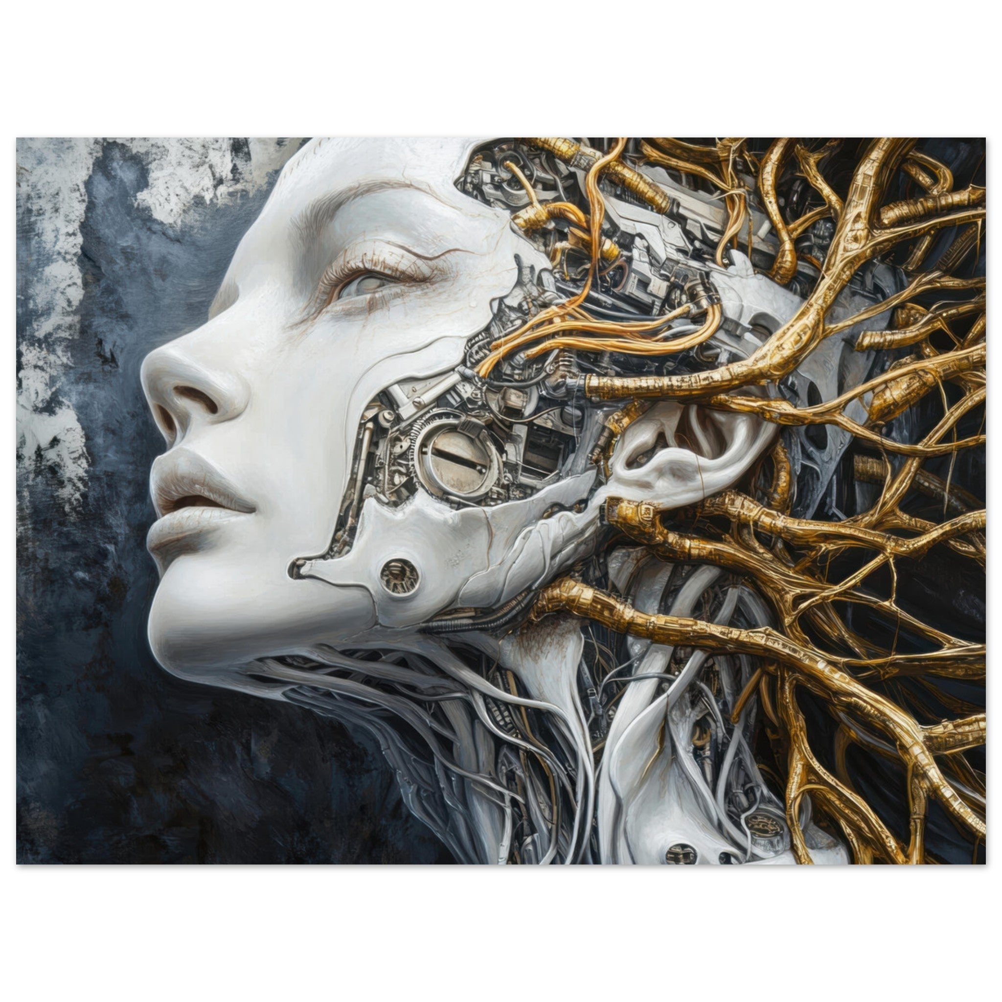 Fine Art Poster Landscape - Surrealist Hybrid Queen on a Biomechanical Thrown 8 - Shop Ai Art WebShop - Digital Art online Store