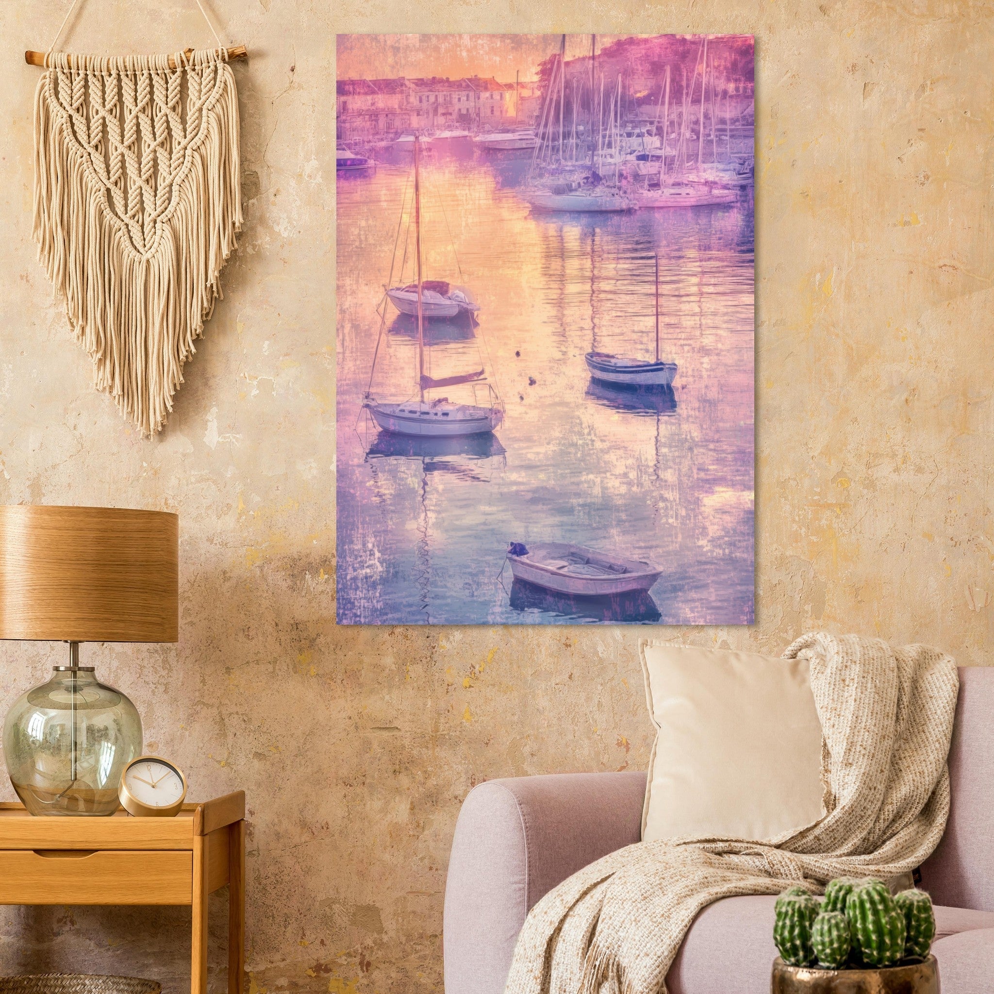 Fine Art Poster Portrait - Boats at Dusk A harbor filled with gently rocky 3 - Shop Ai Art WebShop - Digital Art online Store