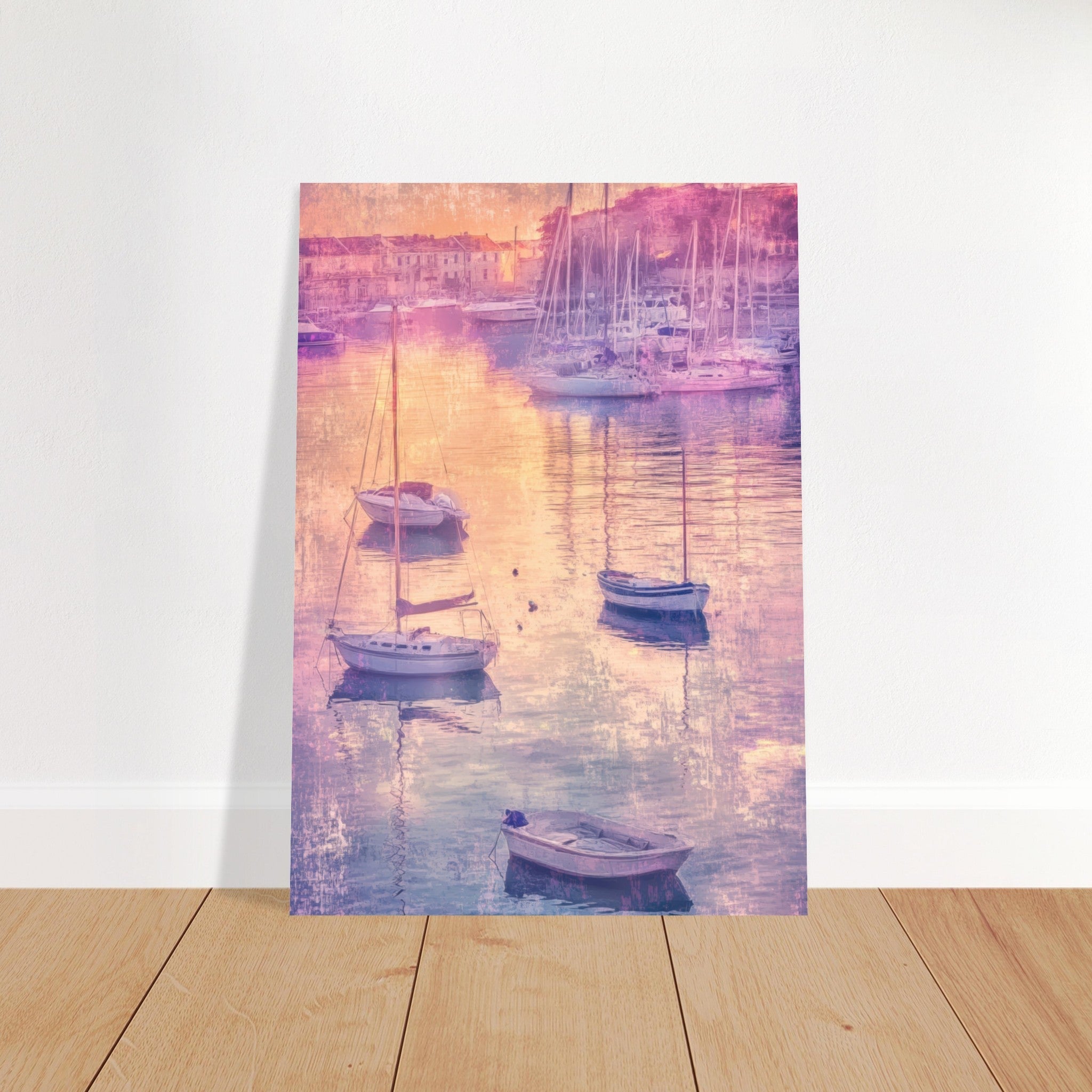 Fine Art Poster Portrait - Boats at Dusk A harbor filled with gently rocky 3 - Shop Ai Art WebShop - Digital Art online Store