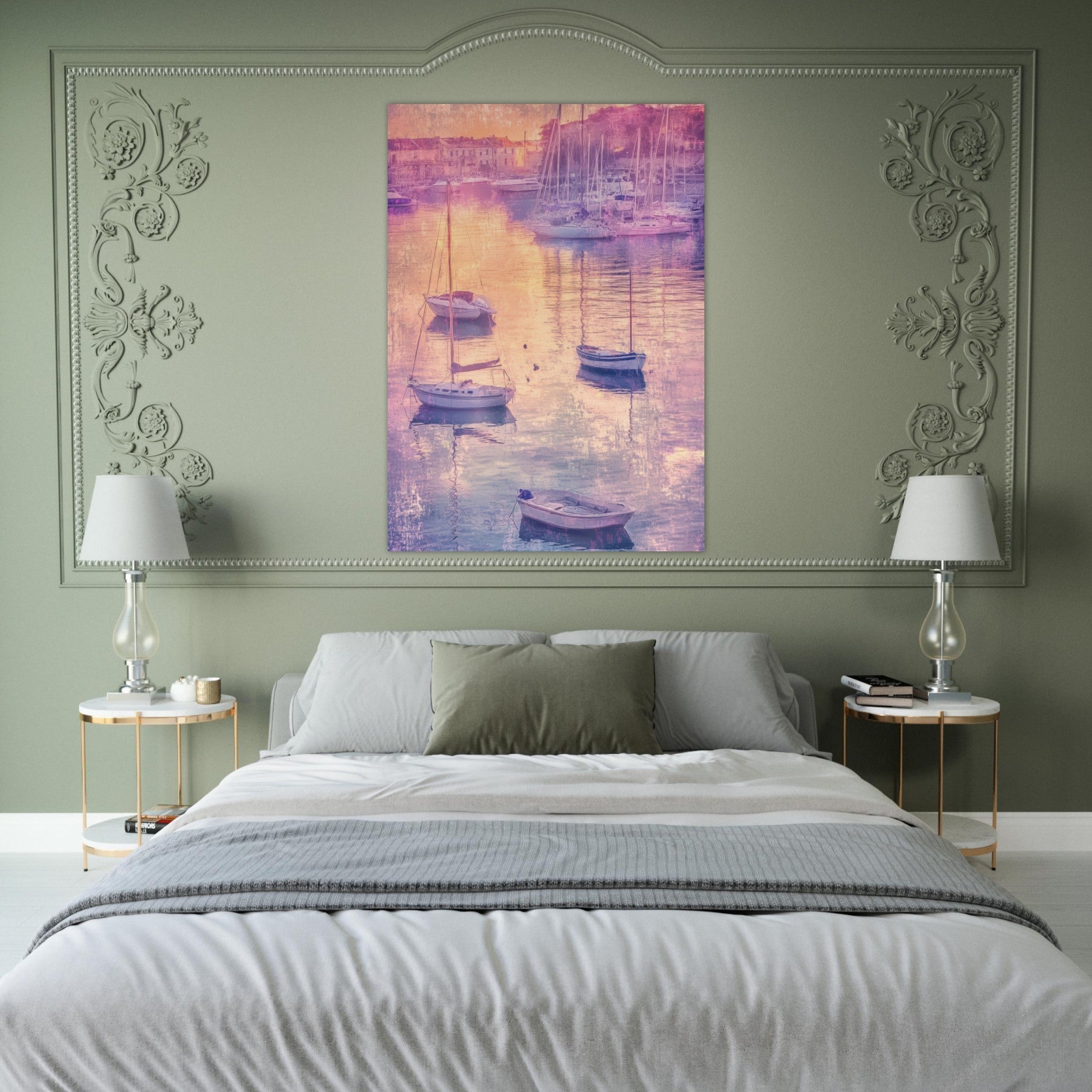 Fine Art Poster Portrait - Boats at Dusk A harbor filled with gently rocky 3 - Shop Ai Art WebShop - Digital Art online Store