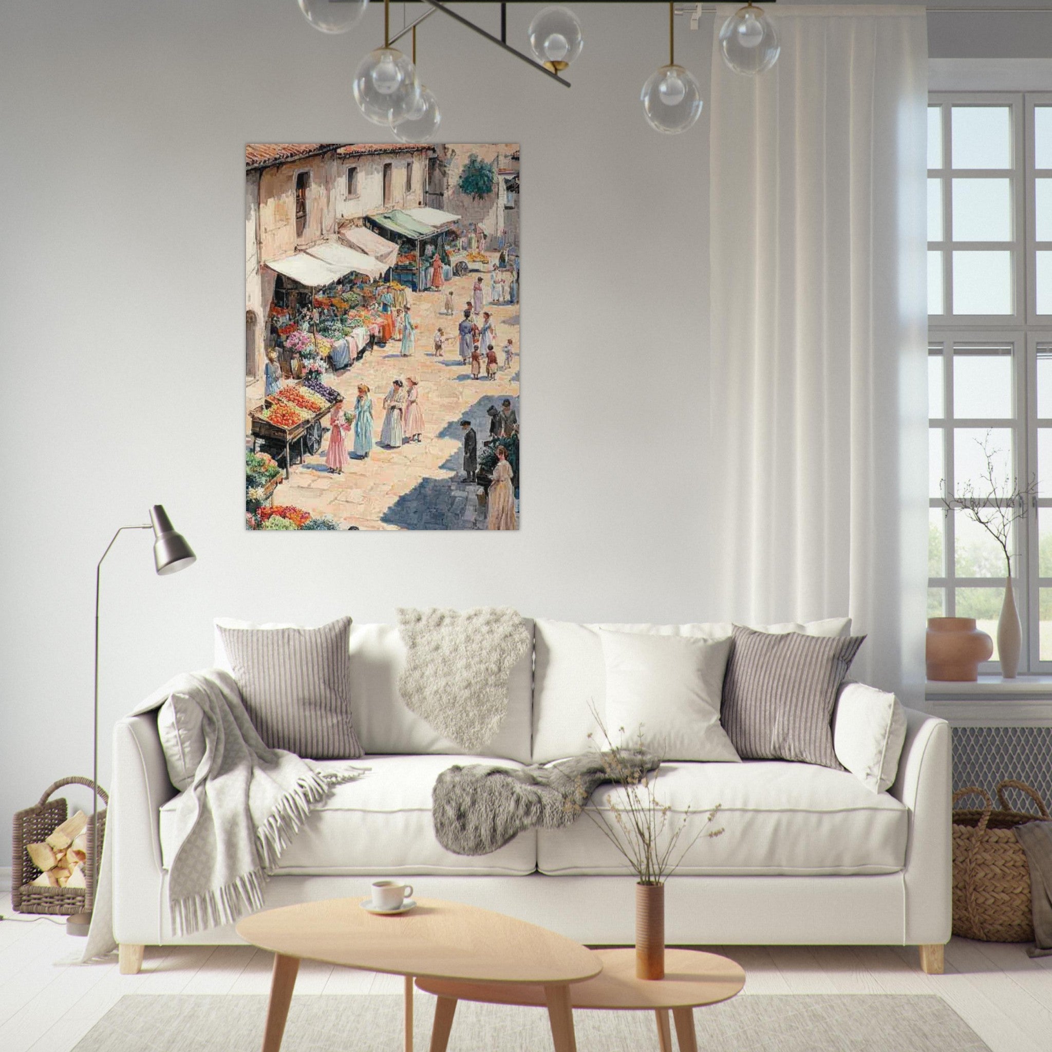 Fine Art Poster Portrait - Bustling Market Scene A lively 19th - century may - Shop Ai Art WebShop - Digital Art online Store