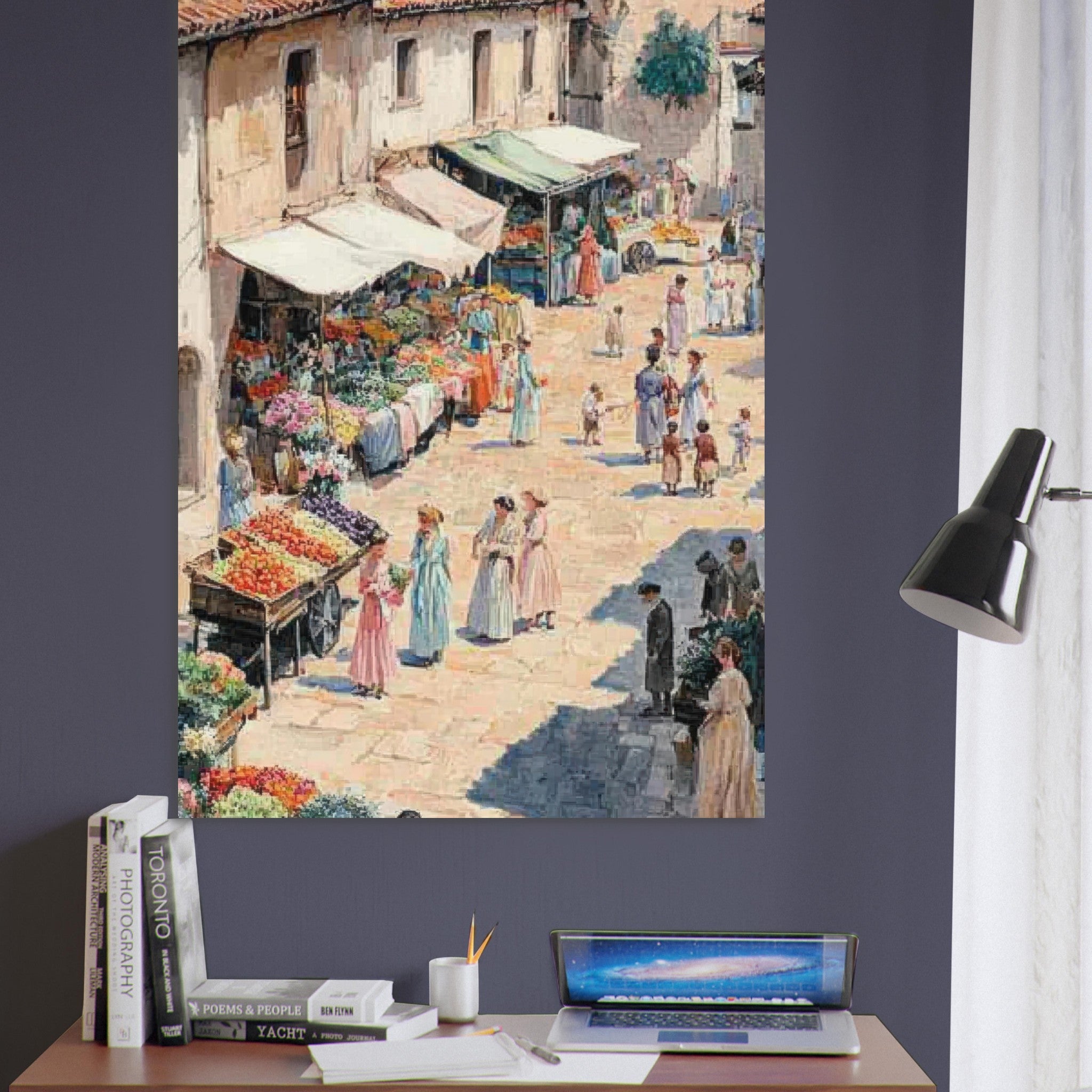 Fine Art Poster Portrait - Bustling Market Scene A lively 19th - century may - Shop Ai Art WebShop - Digital Art online Store
