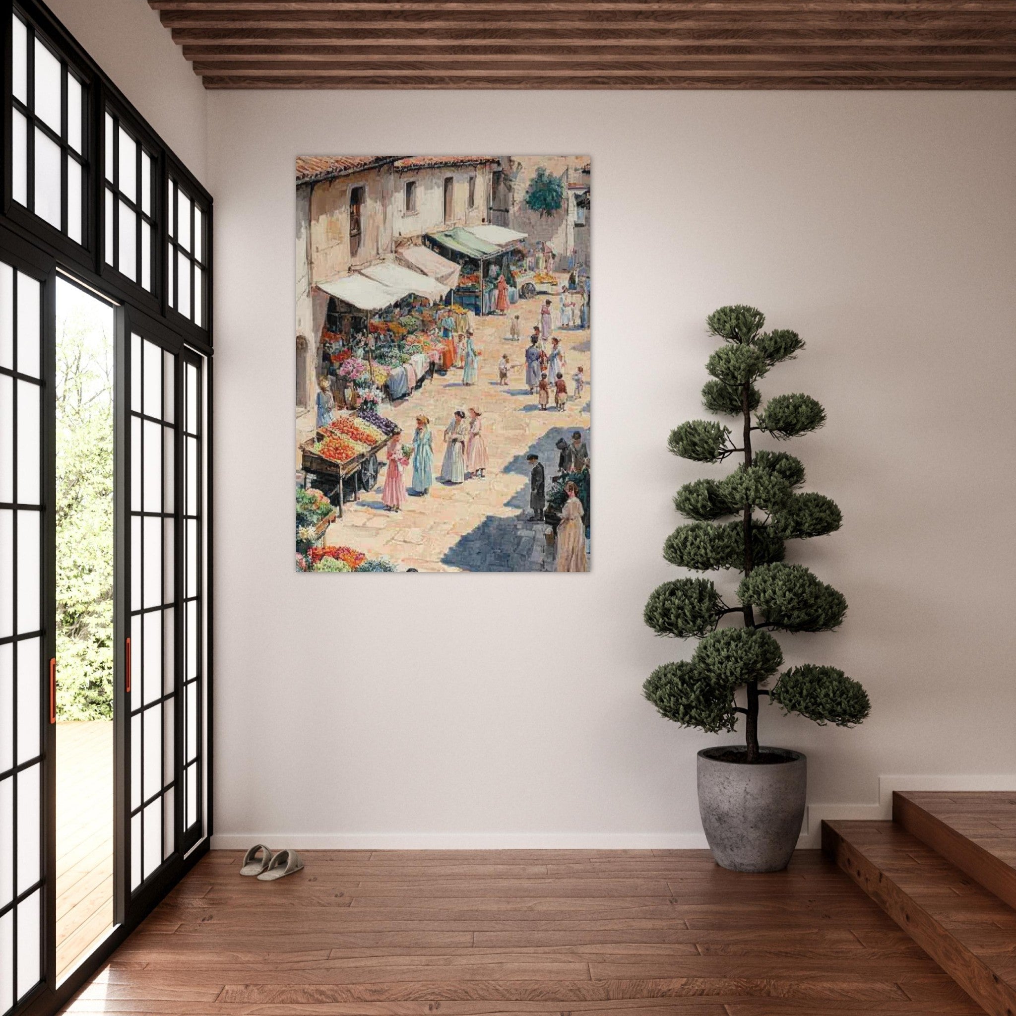 Fine Art Poster Portrait - Bustling Market Scene A lively 19th - century may - Shop Ai Art WebShop - Digital Art online Store