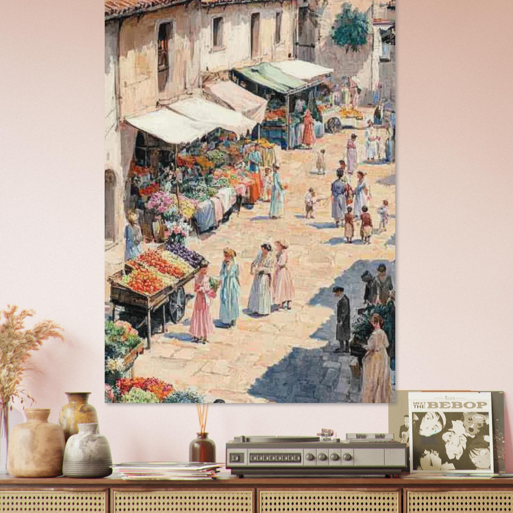 Fine Art Poster Portrait - Bustling Market Scene A lively 19th - century may - Shop Ai Art WebShop - Digital Art online Store