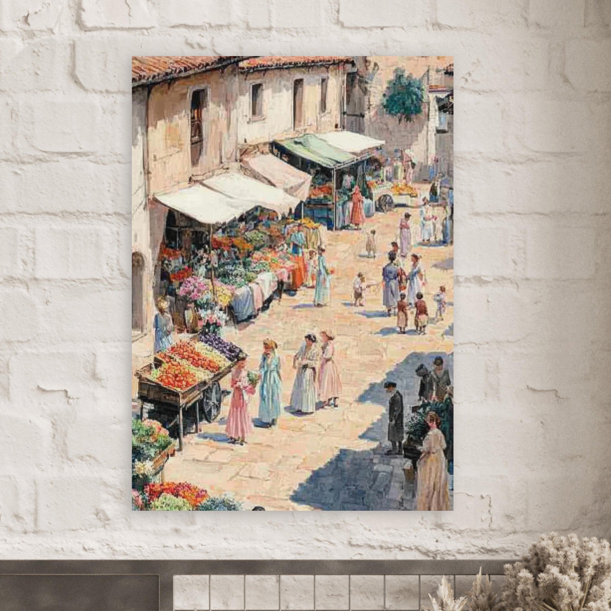 Fine Art Poster Portrait - Bustling Market Scene A lively 19th - century may - Shop Ai Art WebShop - Digital Art online Store