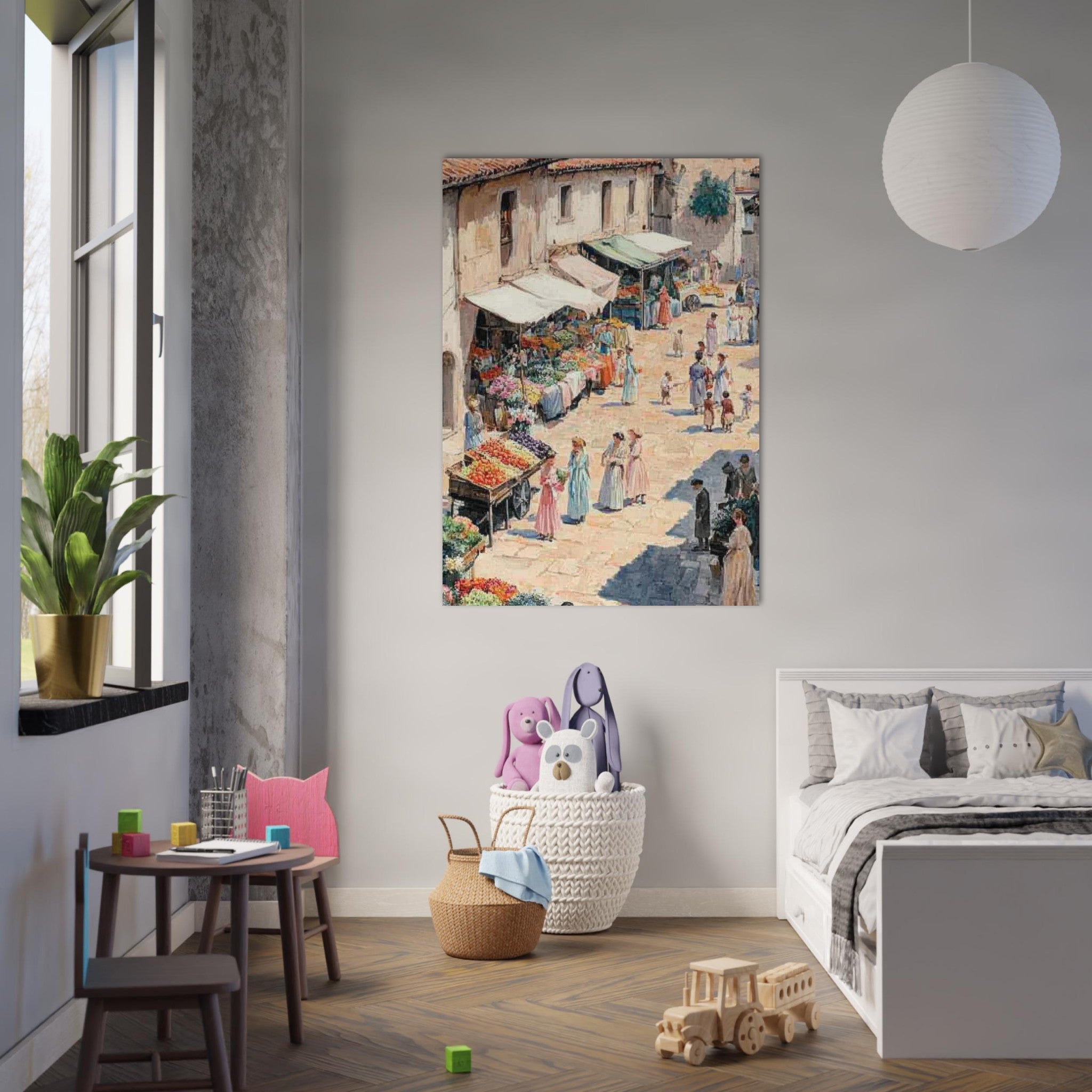 Fine Art Poster Portrait - Bustling Market Scene A lively 19th - century may - Shop Ai Art WebShop - Digital Art online Store
