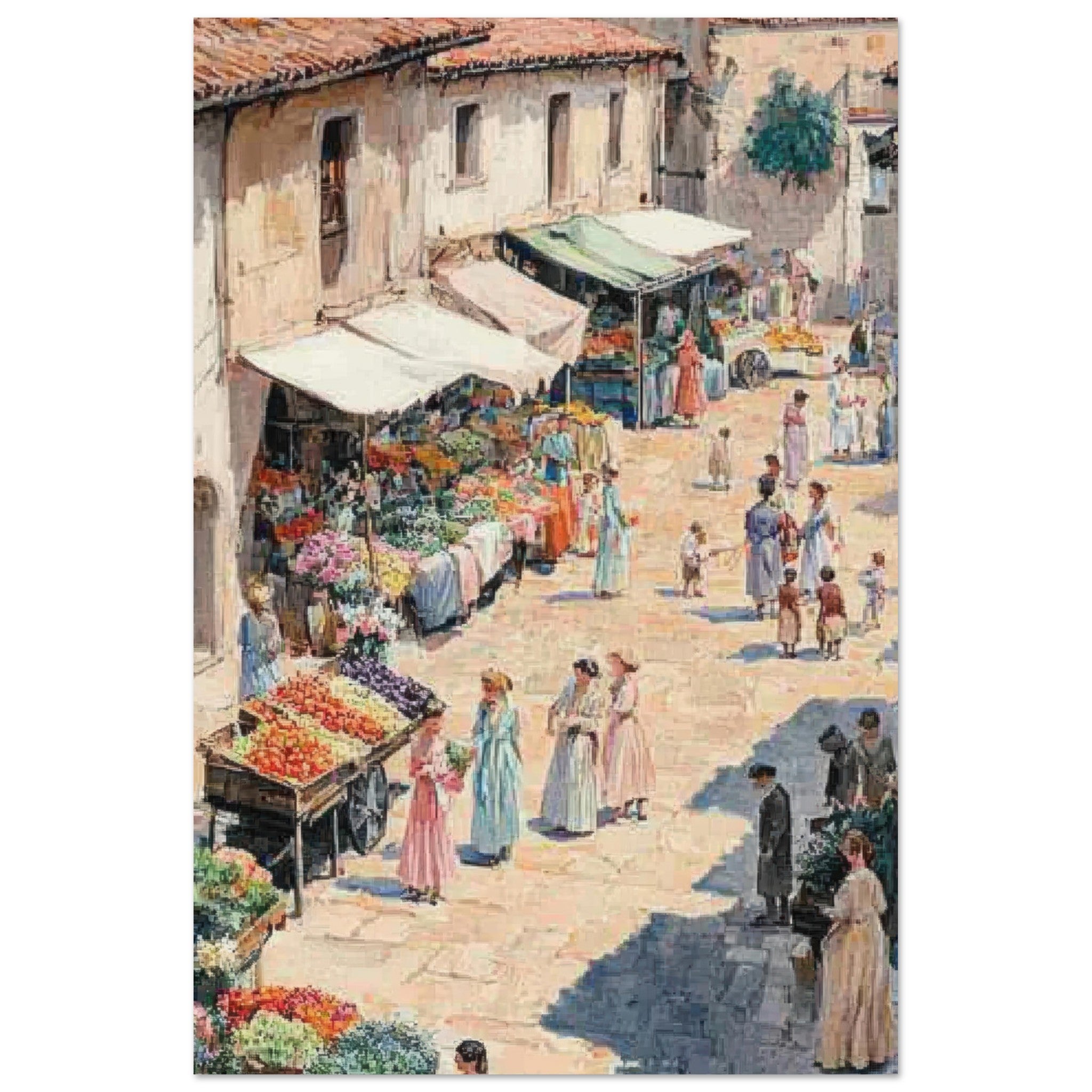 Fine Art Poster Portrait - Bustling Market Scene A lively 19th - century may - Shop Ai Art WebShop - Digital Art online Store