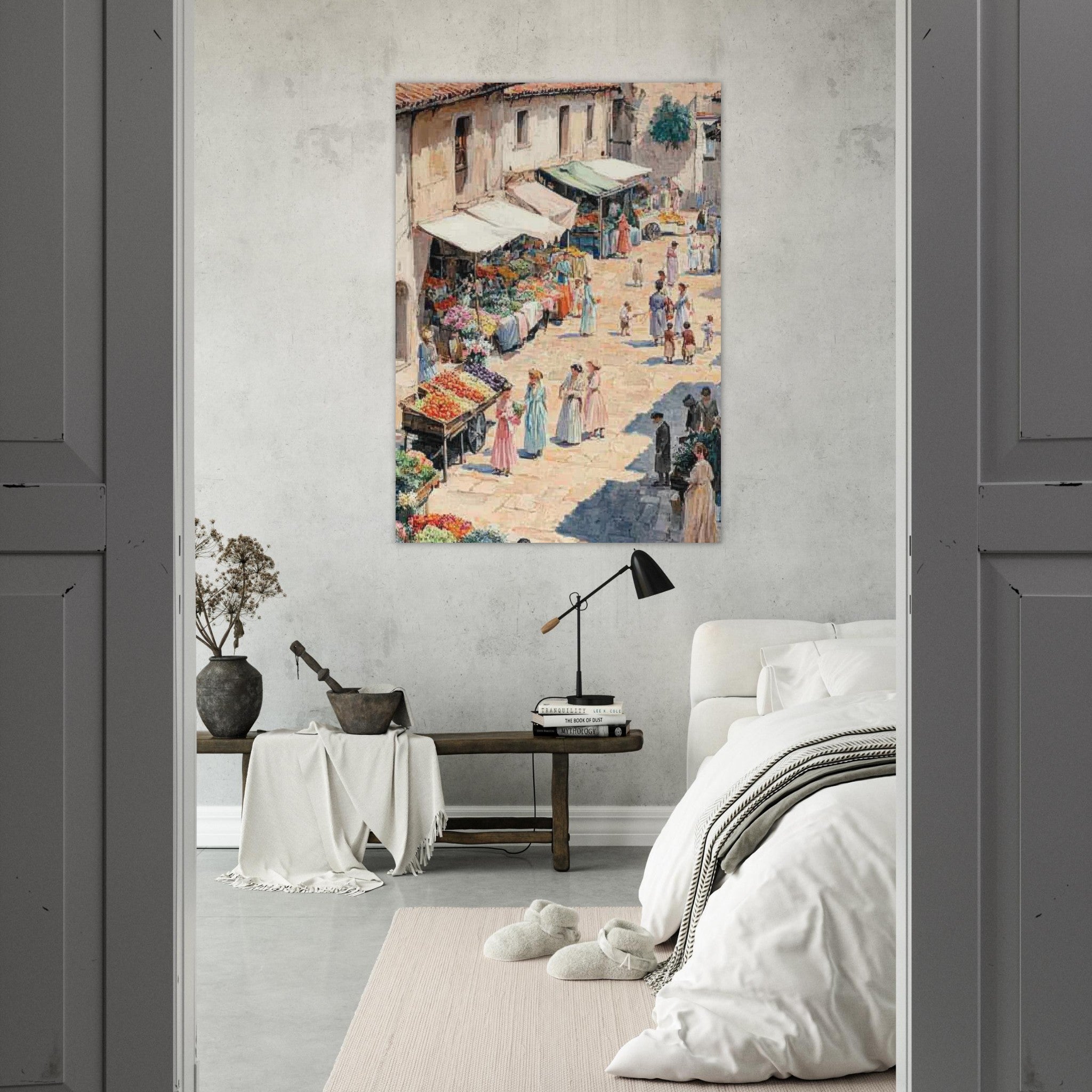 Fine Art Poster Portrait - Bustling Market Scene A lively 19th - century may - Shop Ai Art WebShop - Digital Art online Store