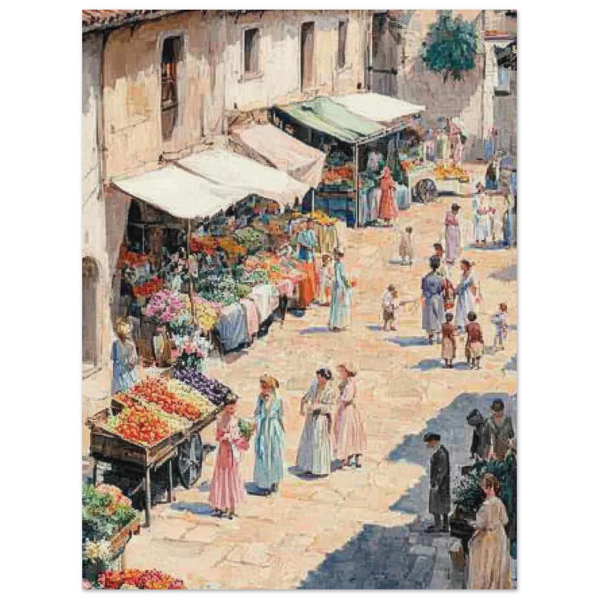 Fine Art Poster Portrait - Bustling Market Scene A lively 19th - century may - Shop Ai Art WebShop - Digital Art online Store