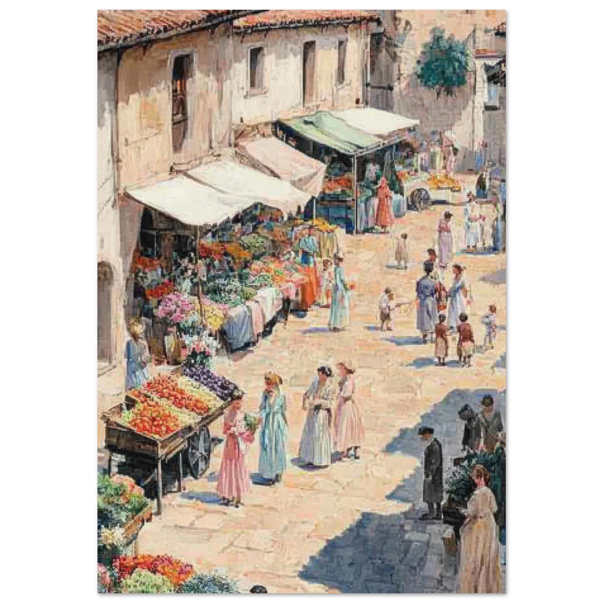 Fine Art Poster Portrait - Bustling Market Scene A lively 19th - century may - Shop Ai Art WebShop - Digital Art online Store