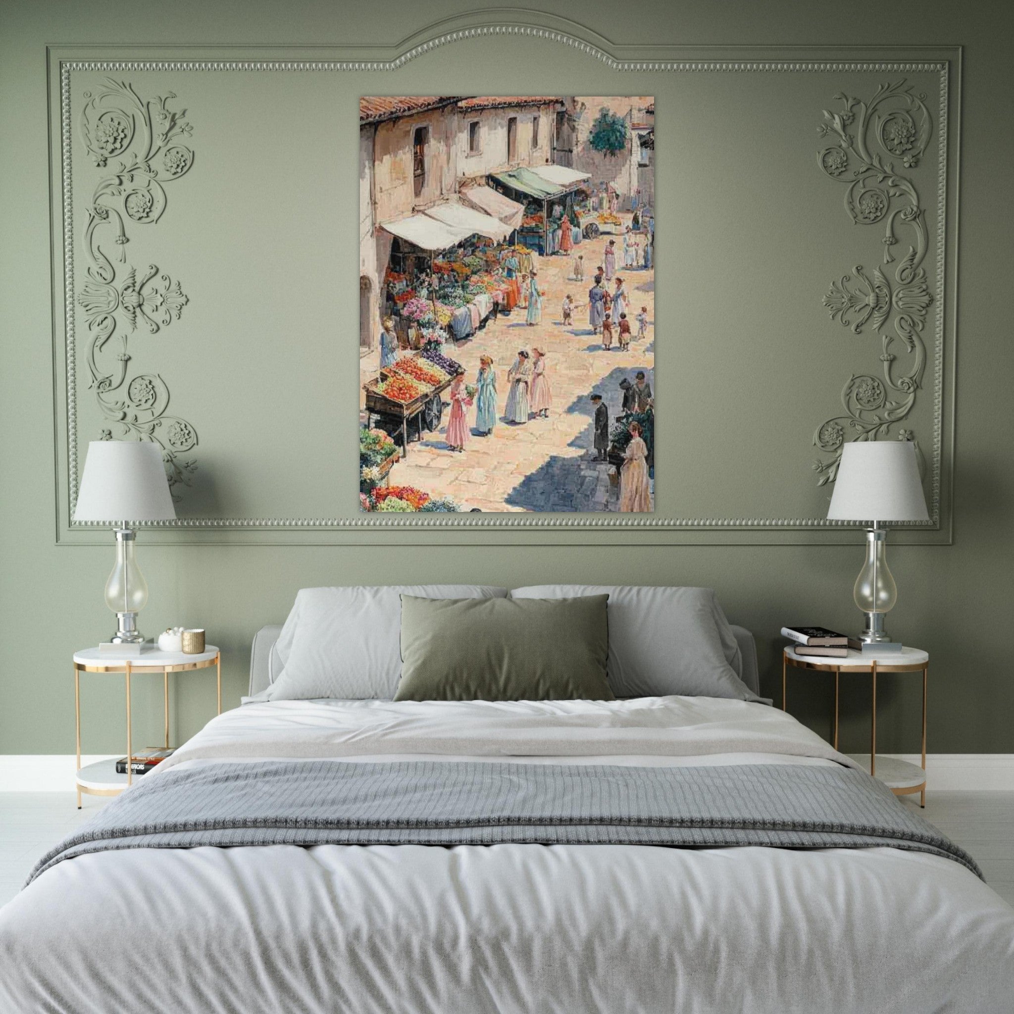 Fine Art Poster Portrait - Bustling Market Scene A lively 19th - century may - Shop Ai Art WebShop - Digital Art online Store