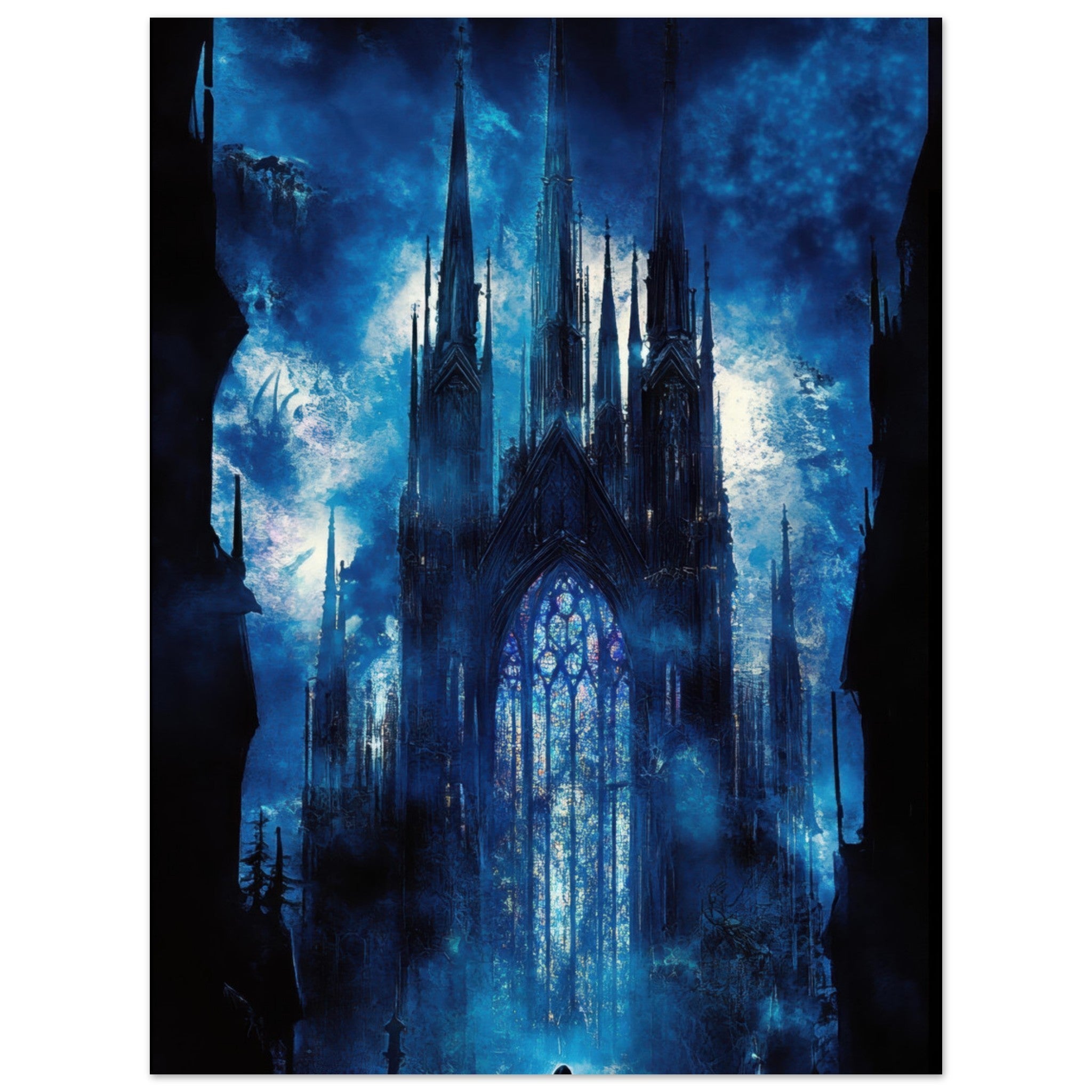 Fine Art Poster Portrait - Gothic Cathedral of Lost Magic A haunting Gothic - Shop Ai Art WebShop - Digital Art online Store