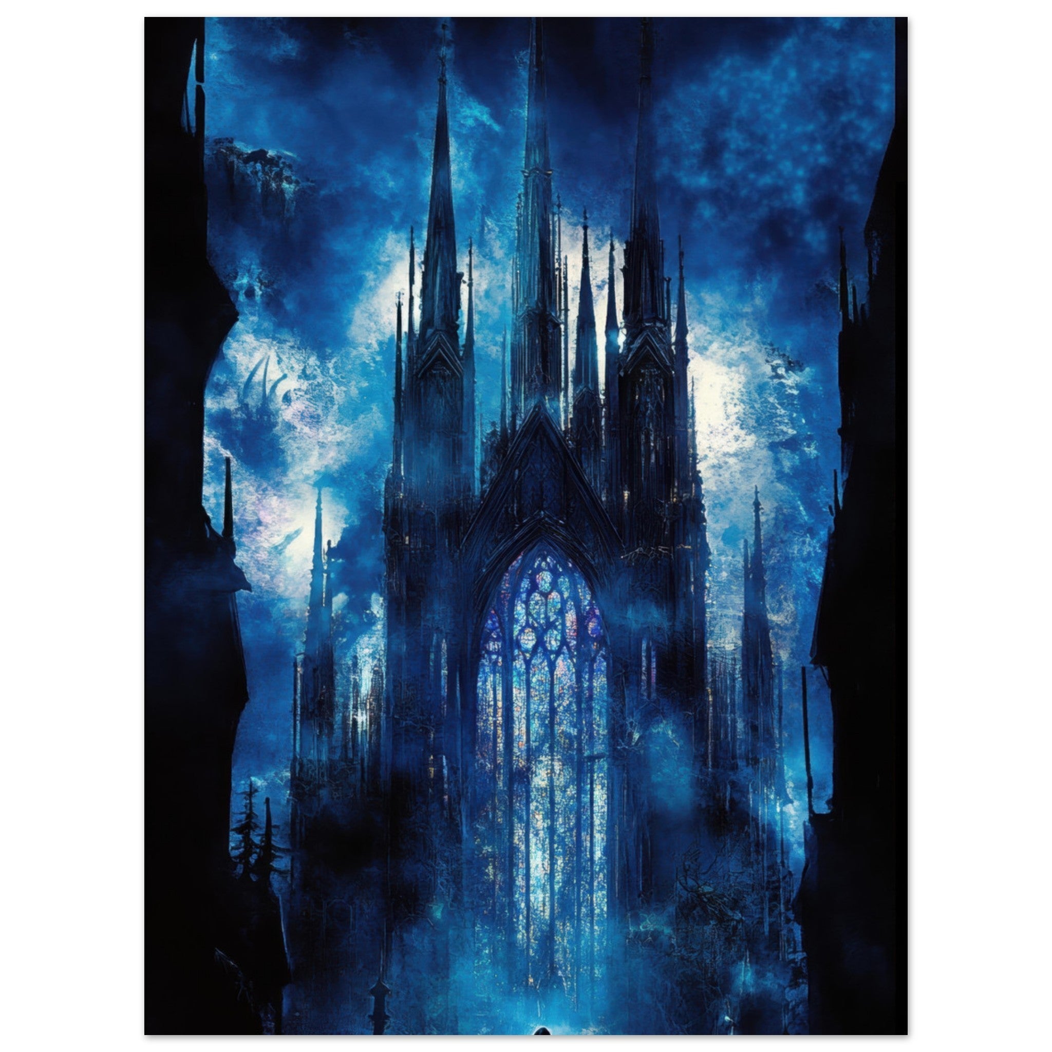 Fine Art Poster Portrait - Gothic Cathedral of Lost Magic A haunting Gothic - Shop Ai Art WebShop - Digital Art online Store