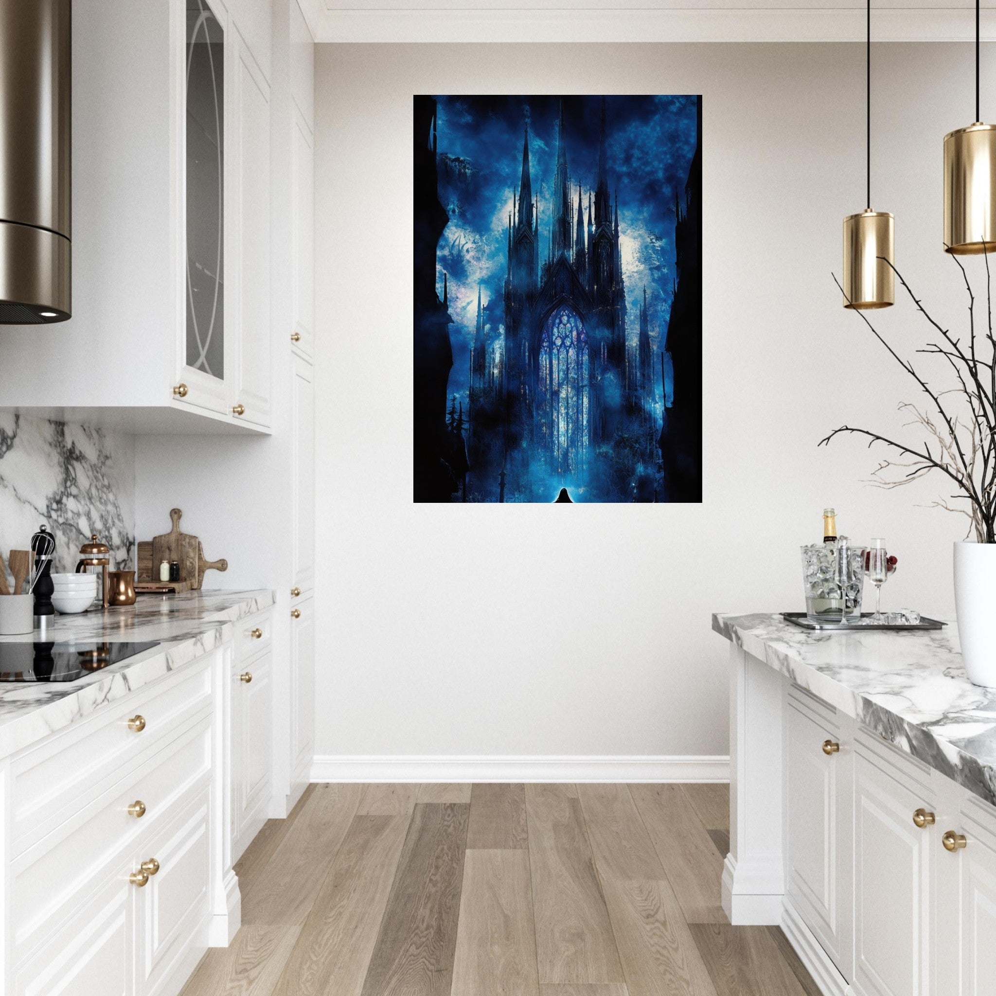 Fine Art Poster Portrait - Gothic Cathedral of Lost Magic A haunting Gothic - Shop Ai Art WebShop - Digital Art online Store
